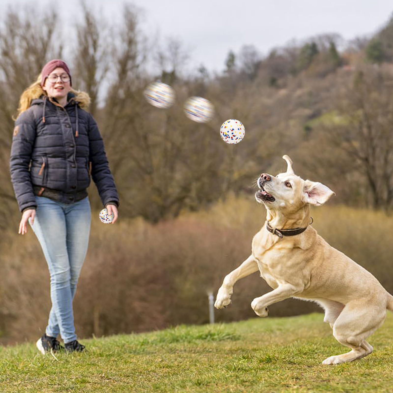 Lepawit Dog Balls for Aggressive Chewers, Indestructible Bouncy Floating Balls for Training Dog Catch and Fetch, Sturdy Solid Te