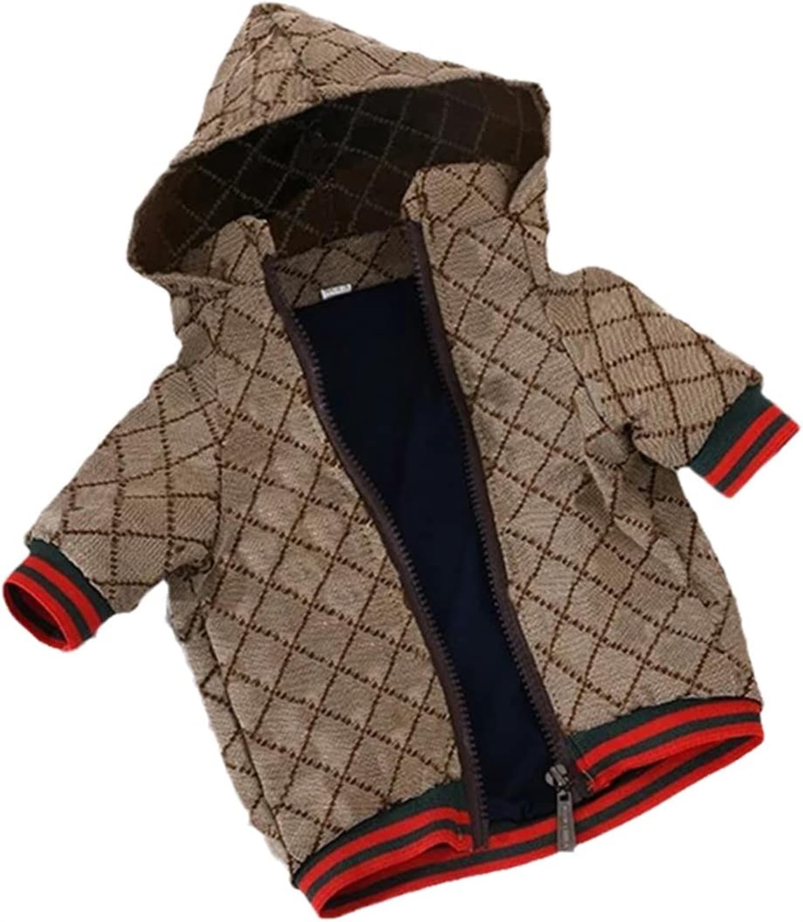 HQREA Dog Hoodie - Luxury Winter Jacket, Zipper Design, Small Size, Cloth Material, Model MINGJ-63704, Color A