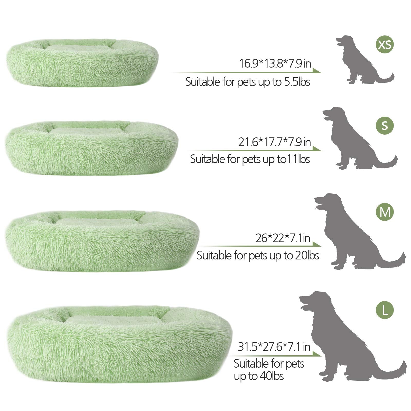 Lucky Monet Dog Bed For Medium Dogs - 26' X 22', Washable Calming Bed With Sides (M, Green)