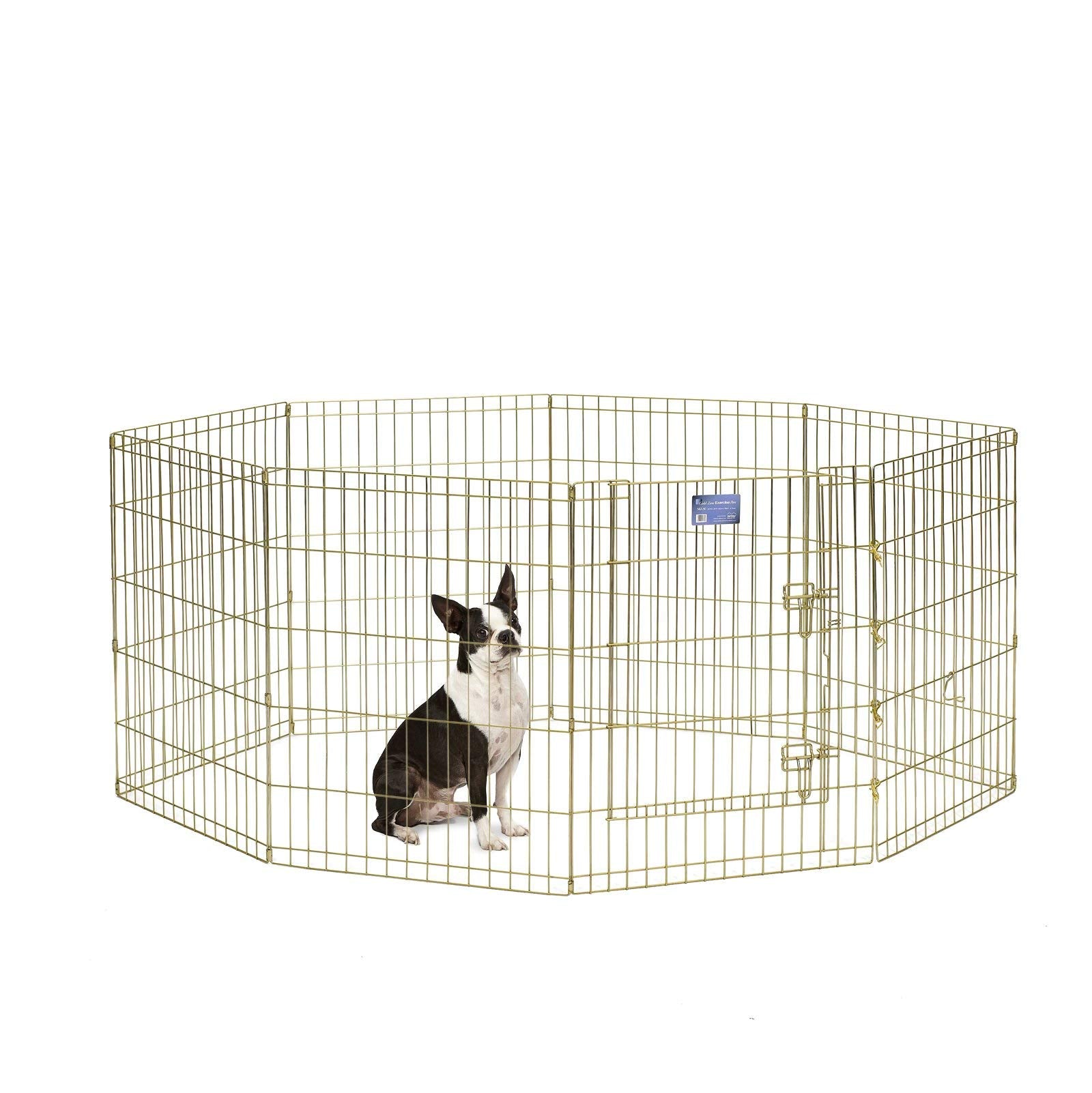 Midwest Homes For Pets Foldable Metal Dog Exercise Pen / Pet Playpen, Gold Zinc W/ Door, 24'W X 30'H, 1-Year Manufacturer'S Warranty
