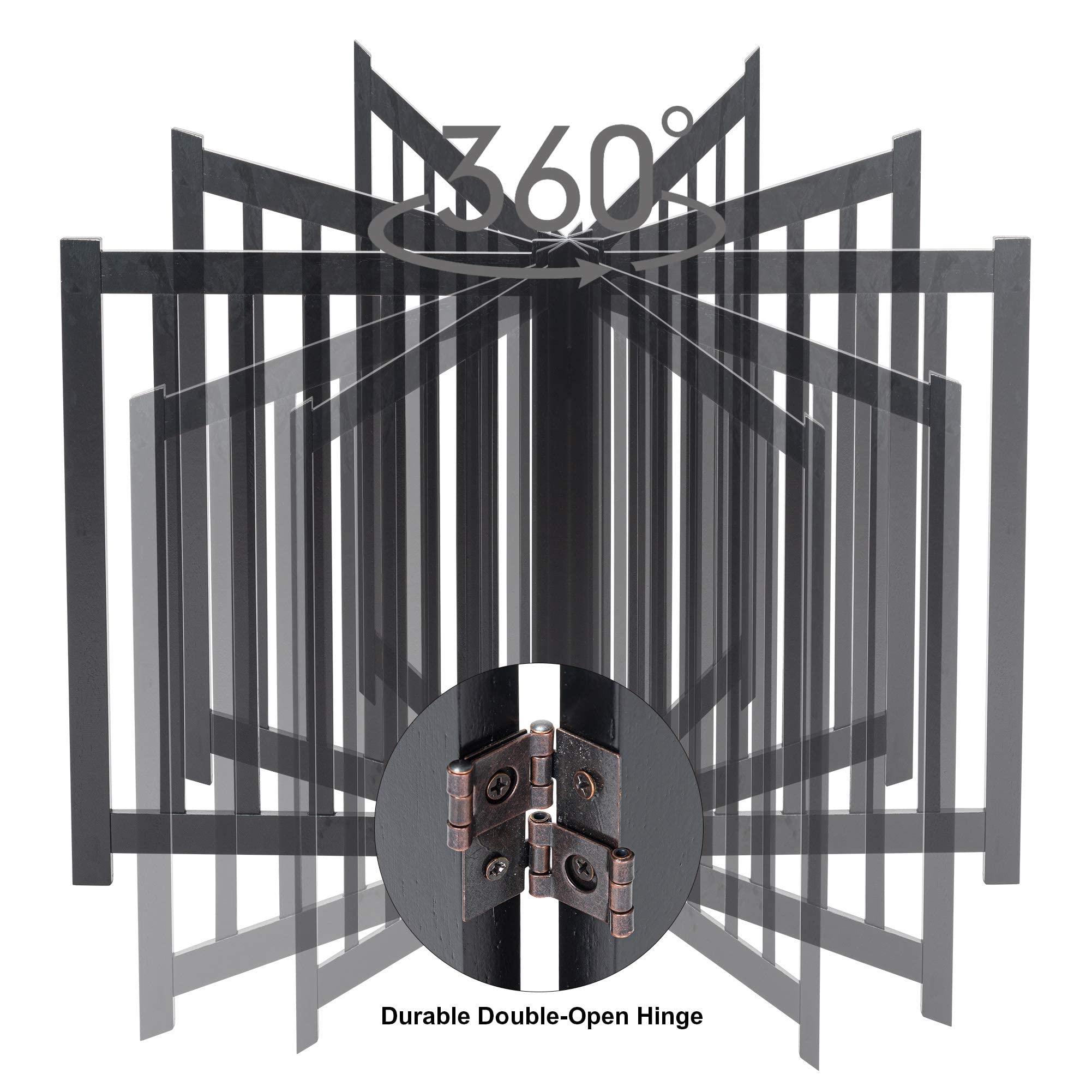Lzrs 6-Panel Extra-Wide Freestanding Wooden Dog Gate ?24?igh Foldable Safety Pet Barrier For Doorways, Hallways, Kitchens, And Long Staircases, Durable Design Fit Small To Medium Dogs, Walnutl