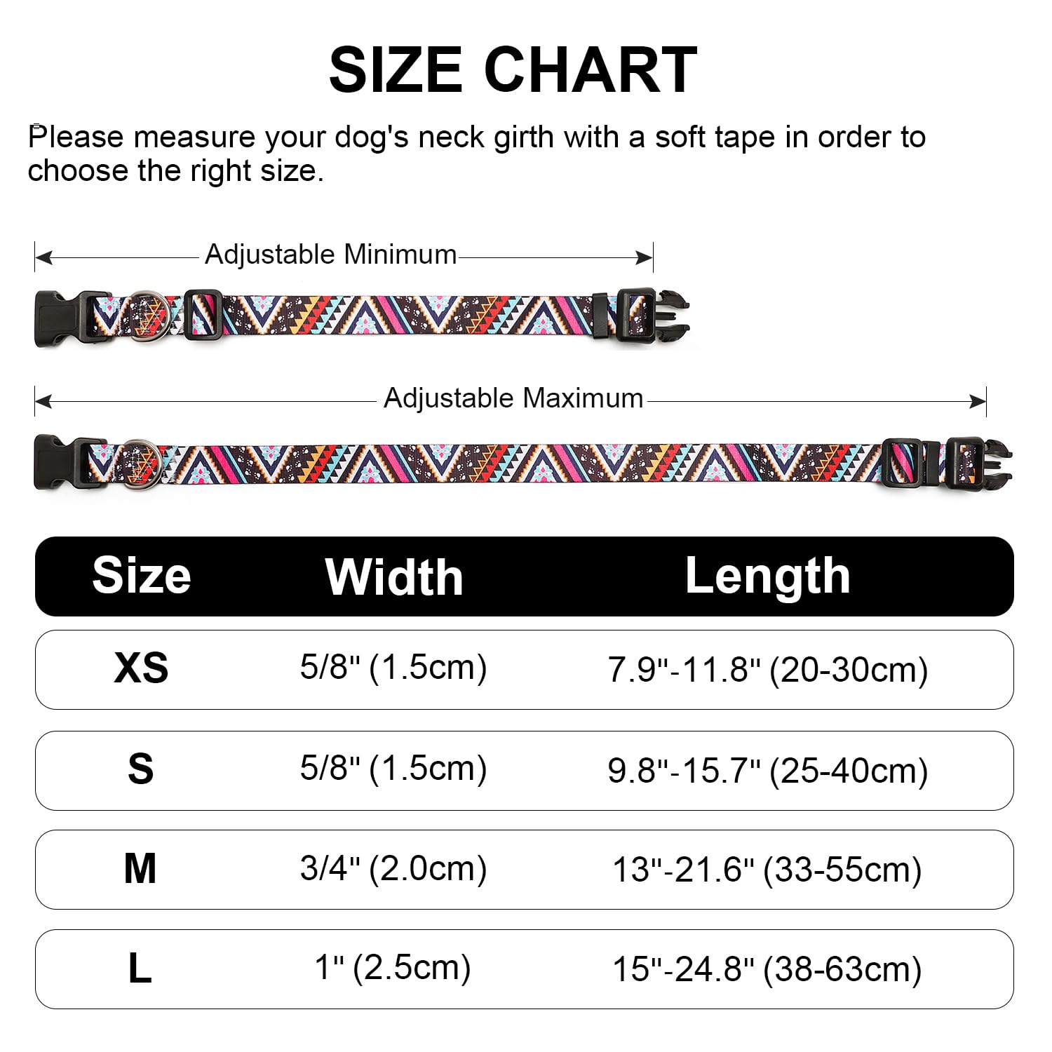 Mercano Adjustable Dog Collar - Special Design Patterns, Soft Nylon Comfortable Durable Pet Collar For Small Medium Large Dogs (S, Ethnic Pink)