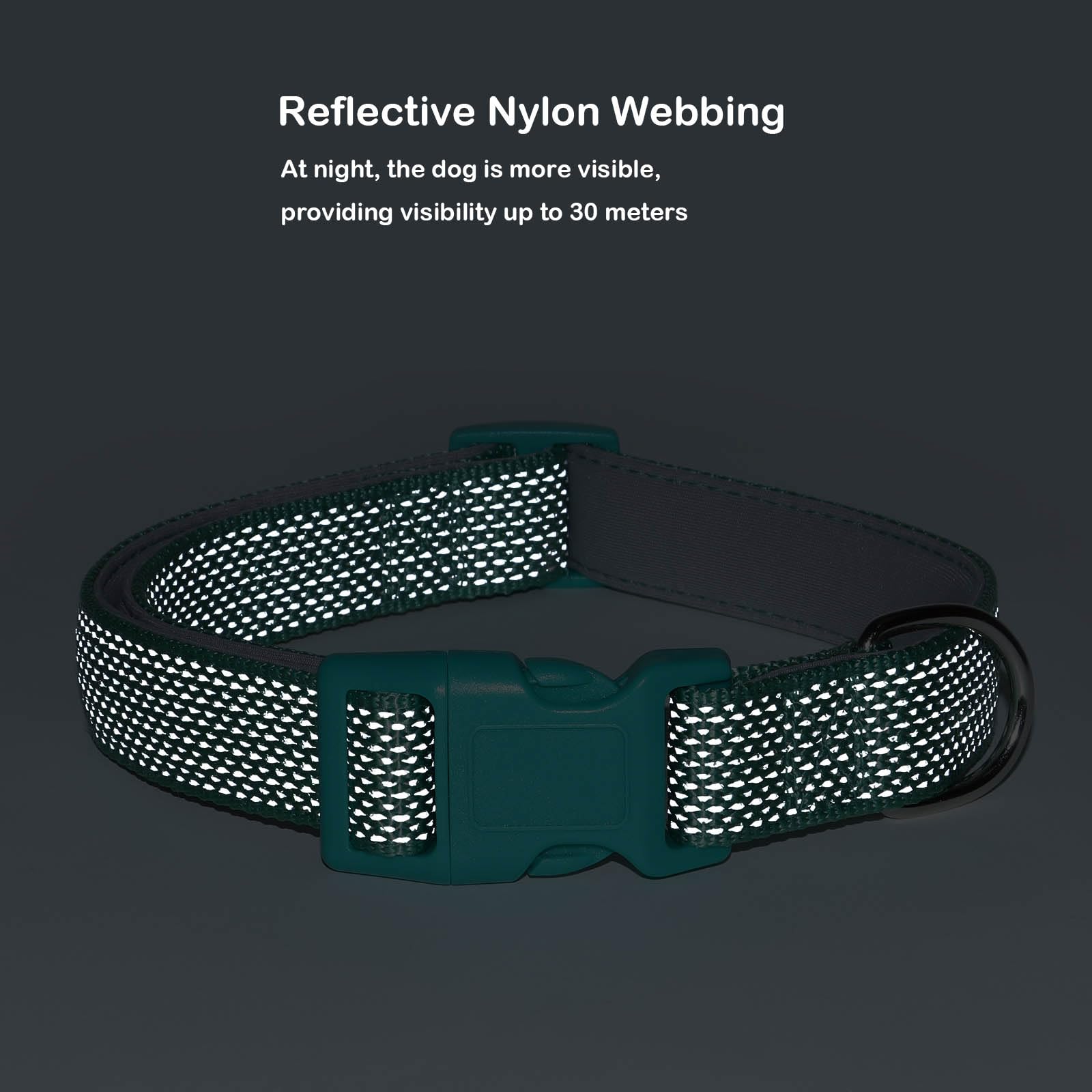 Reflective Dog Collar Padded-4 Size, Breathable Nylon Soft Neoprene Pet Collar For Small Medium And Large Dogs (Green, M)