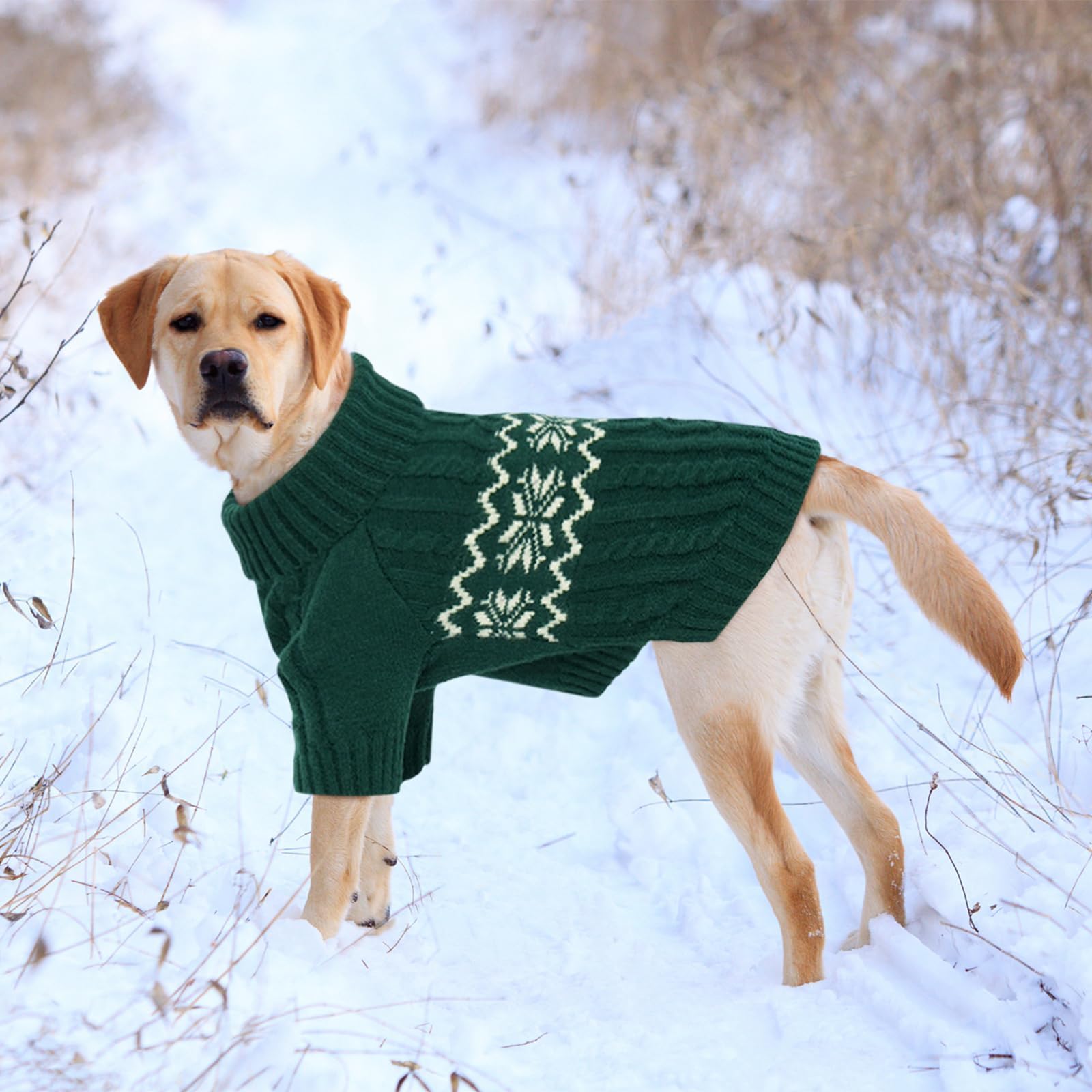 Kuoser Dog Sweater, Dog Sweaters For Medium Dogs, Doggie Sweater Christmas Clothes, Winter Coat Apparel Cable Knitwear, Pet Swea