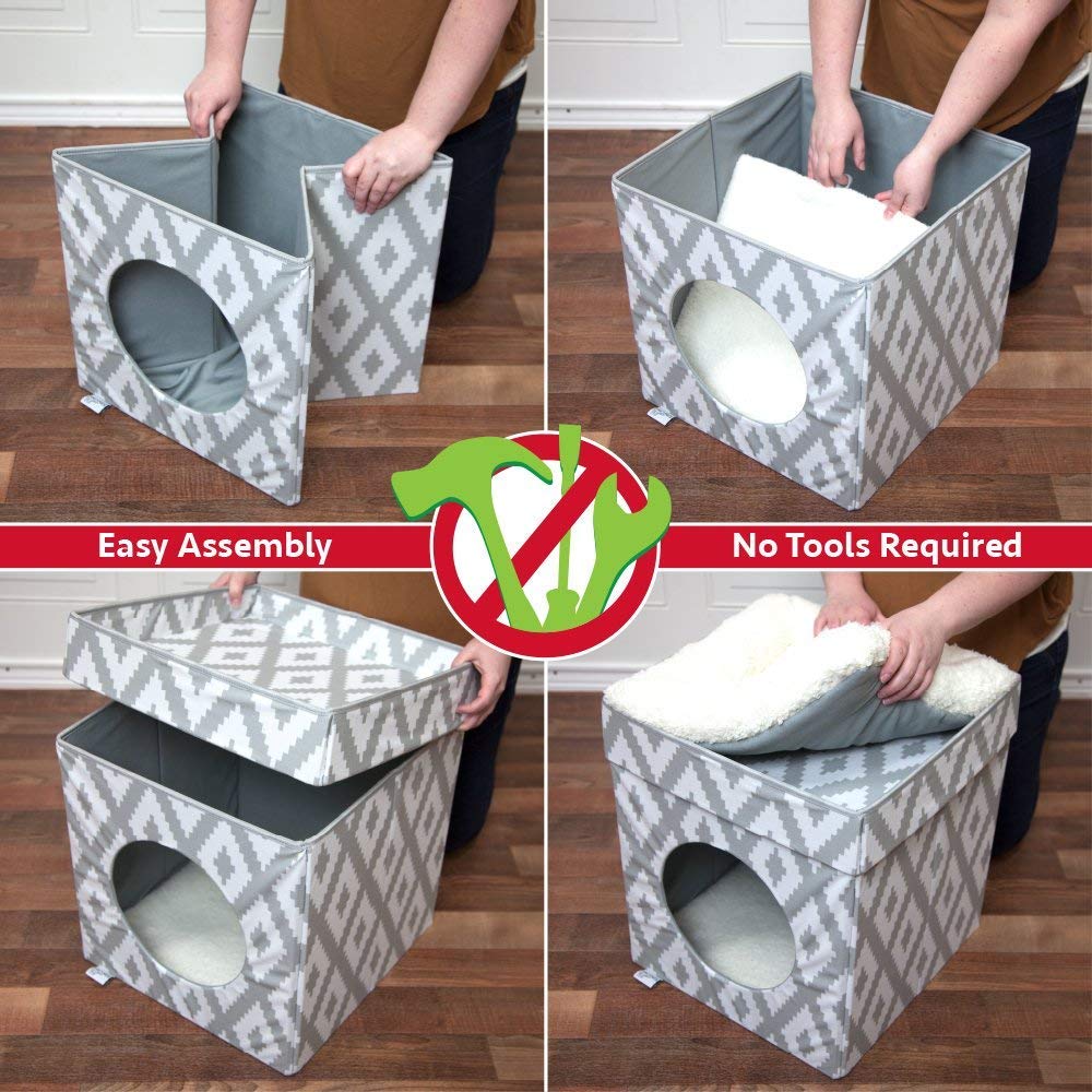 Kitty City Indoor Cat Cube Furniture, White Cube