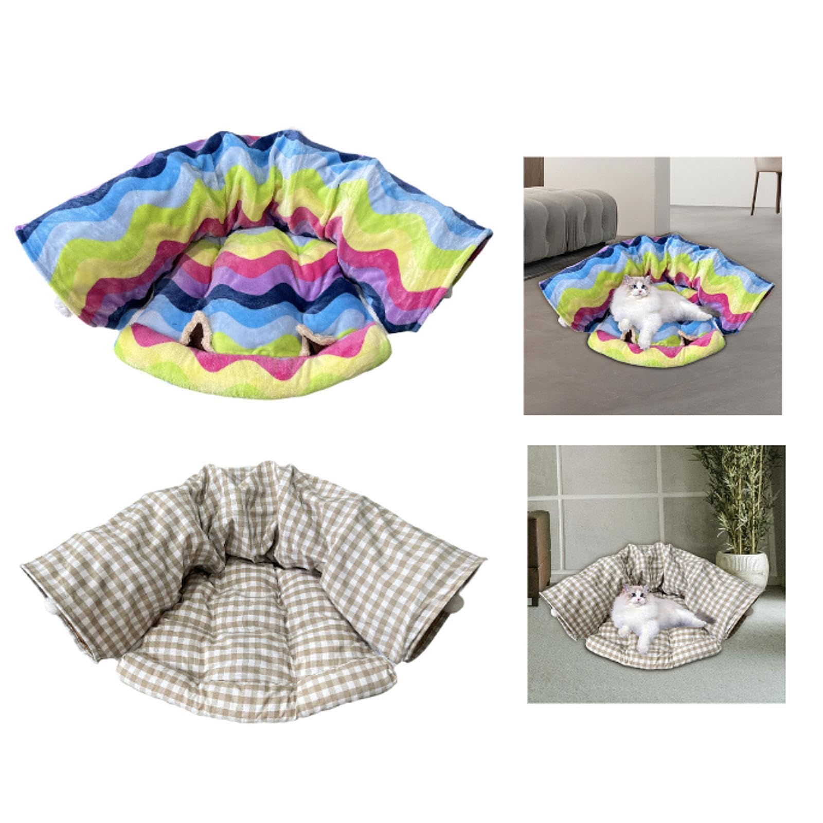Enakshi Cat Tunnel Bed Removable Mat Portable With Ball For Guinea Pig Ferret Indoor Rainbow|Pet Supplies | Cat Supplies | Toys