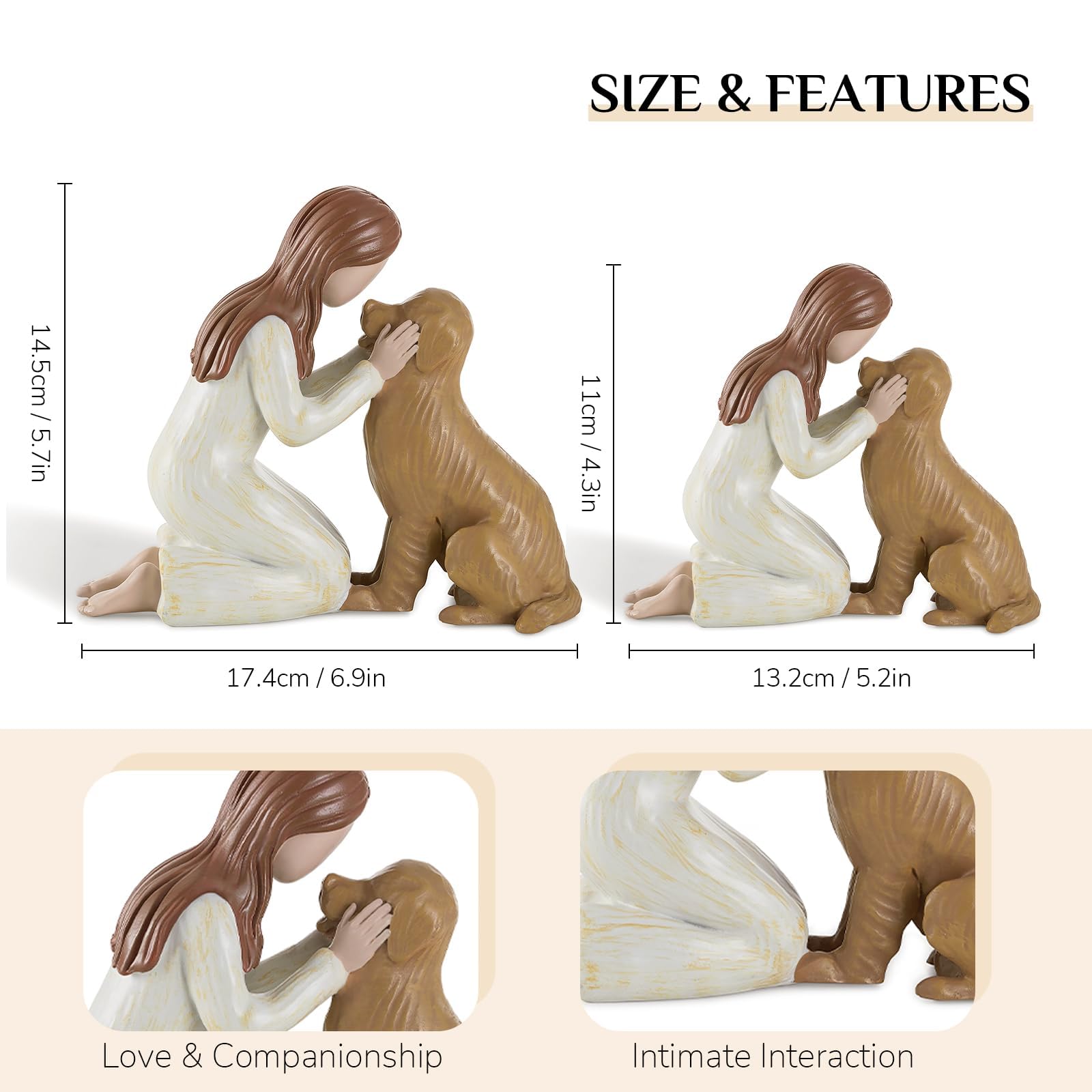 Storieme Golden Retriever Memorial Figurine - Pet Bereavement Statue for Dog Lovers - Small 5.2" x 4.3" - Beige