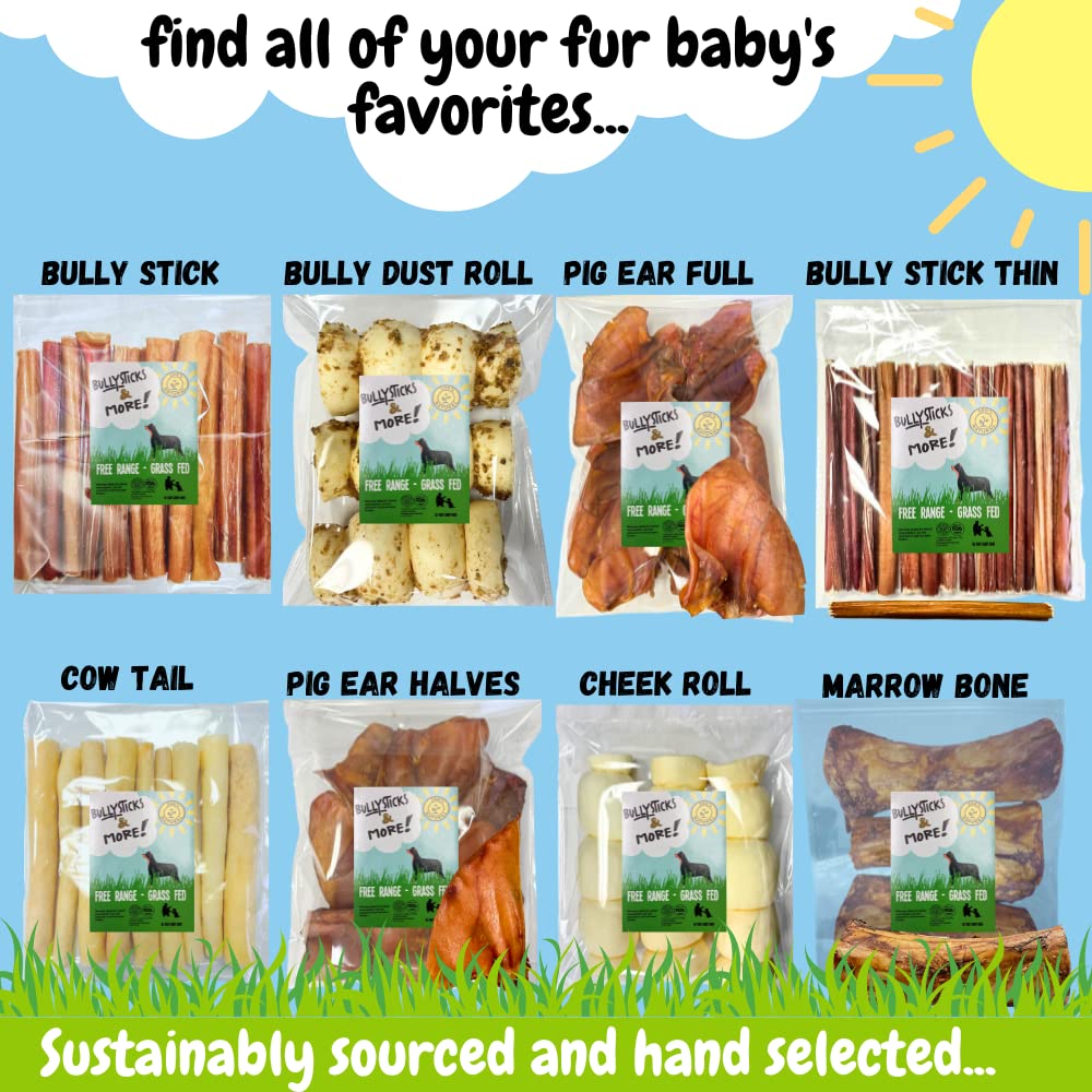 BULLYSTICKS & MORE 6 Inch Beef Cheek Rolls for Dogs (6 Extra Thick - 3 Count) - Beef Cheek Bones for Dogs - Dog Parents Choice -