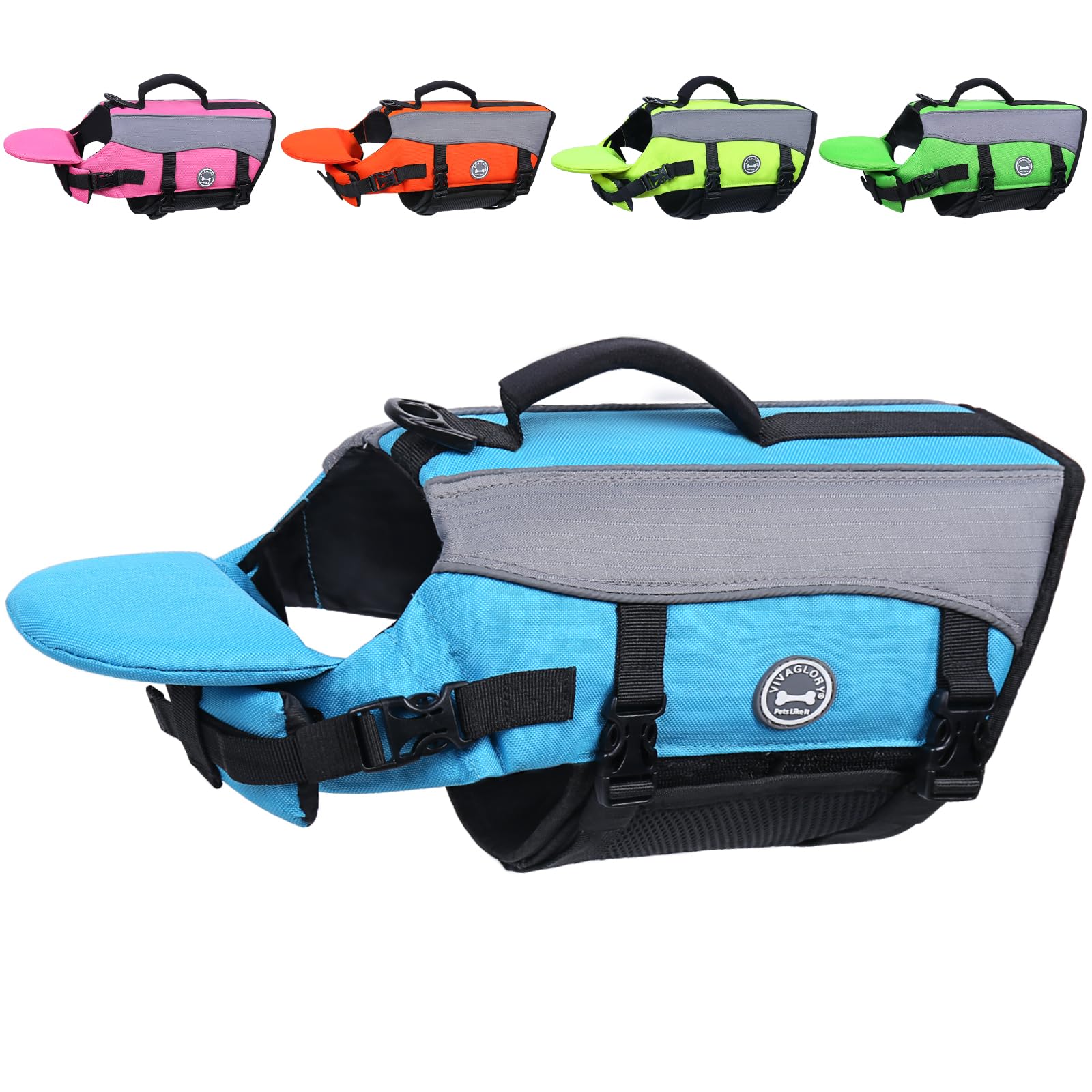 Vivaglory Dog Life Jacket With Removable Front Float, Life Vest For Dogs With Reflective Trims & Extra Padding For Swimming & Bo
