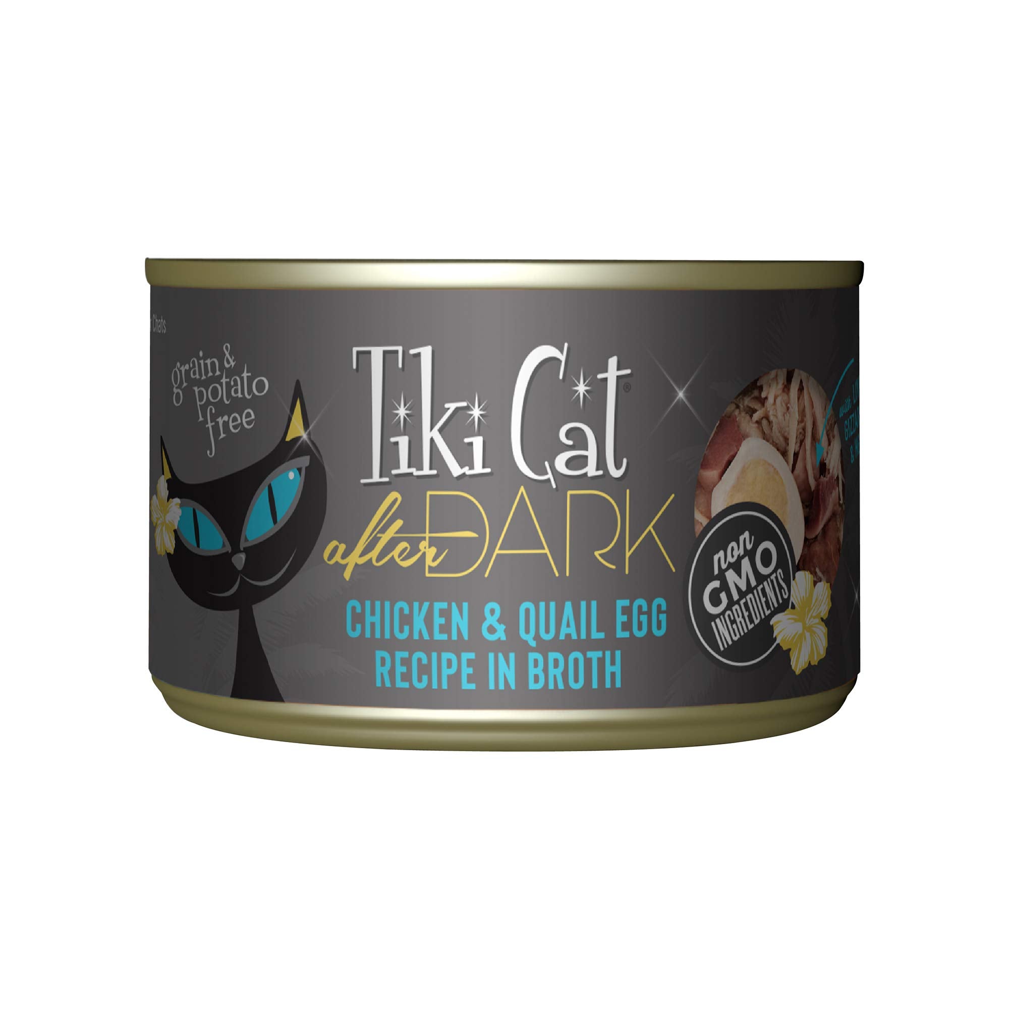Tiki Cat After Dark, Chicken & Quail Egg, High-Protein and 100% Non-GMO Ingredients, Wet Cat Food for Adult Cats, 5.5 oz. Can (8