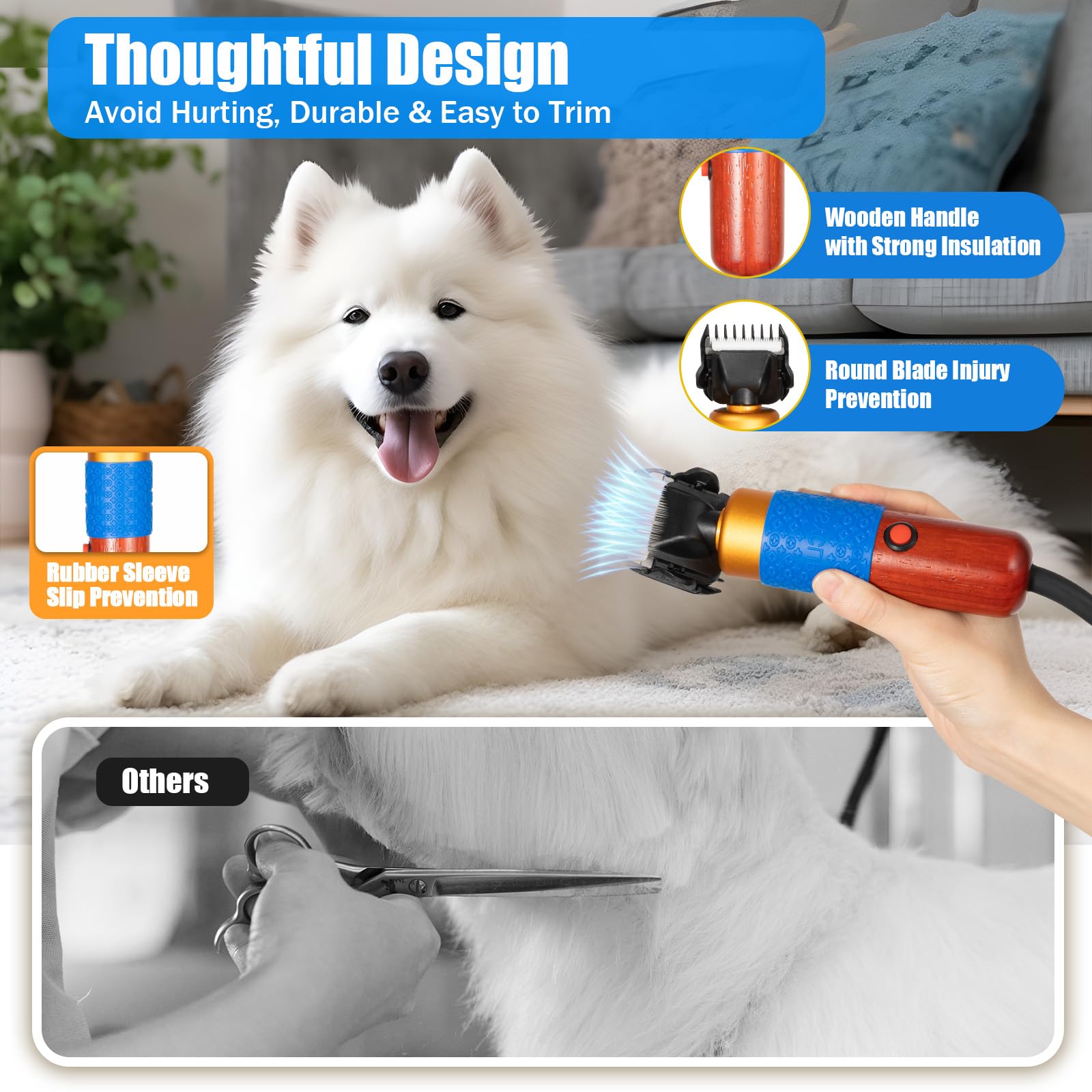 Gdae10 10Ft Sheep Shears, With Plug & 2 Blades 200W Electric Clippers Animal Shave Grooming Farm For Dogs Cat Goat Alpaca, Llama