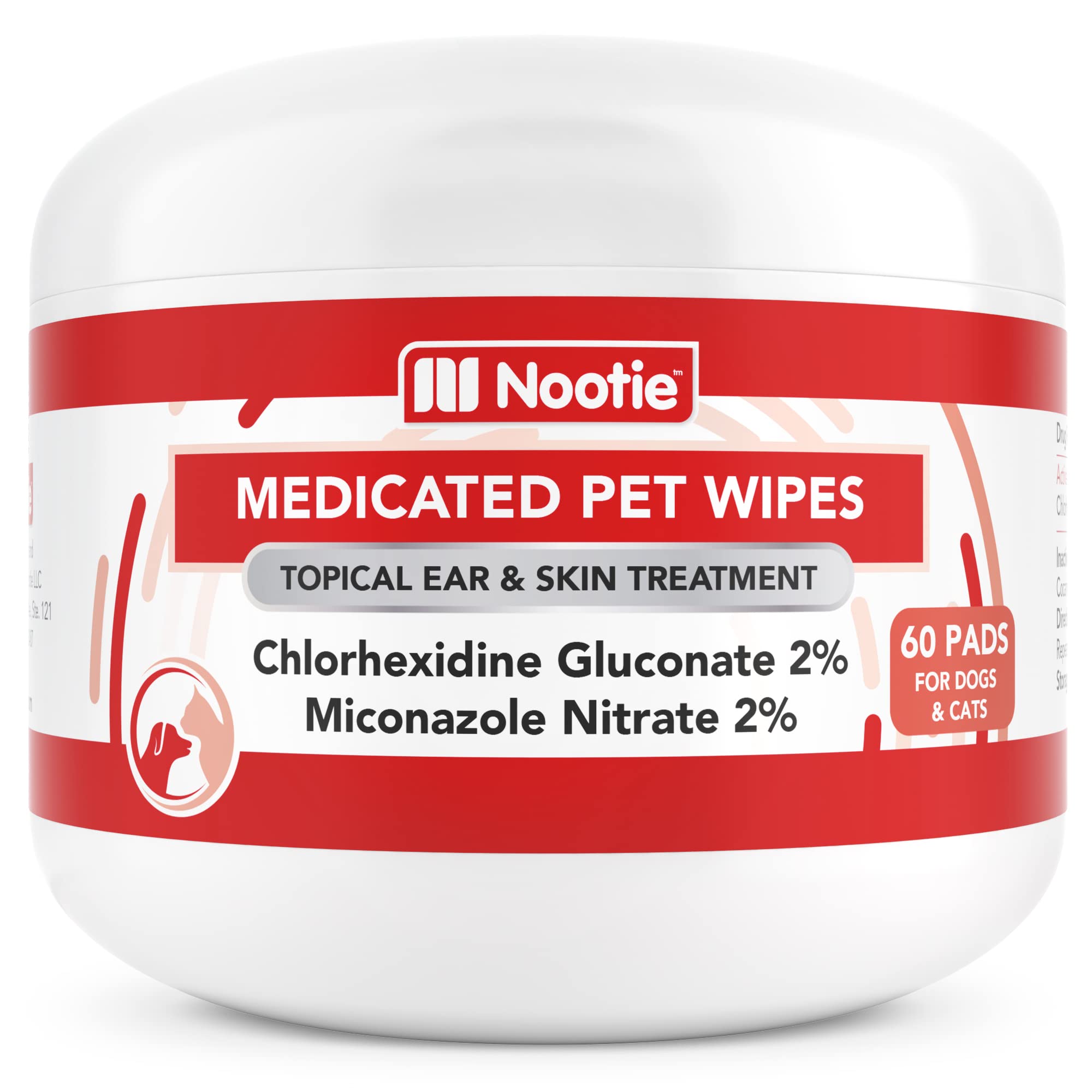 Nootie Medicated Dog Wipes - Antifungal Wipes - Antibacterial Wipes - Antimicrobial Wipes for Dogs 2% Chlorhexidine Wipes with 2