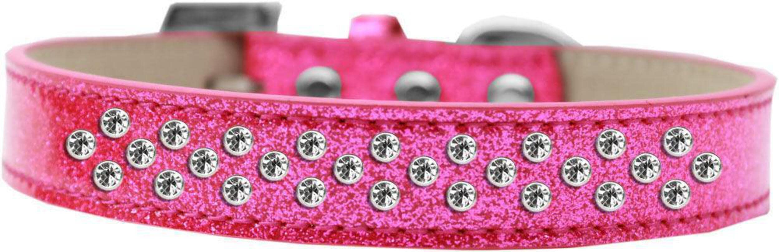 Mirage Pet Products Sprinkles Ice Cream Dog Collar with Clear Crystals, Size 14, Silver