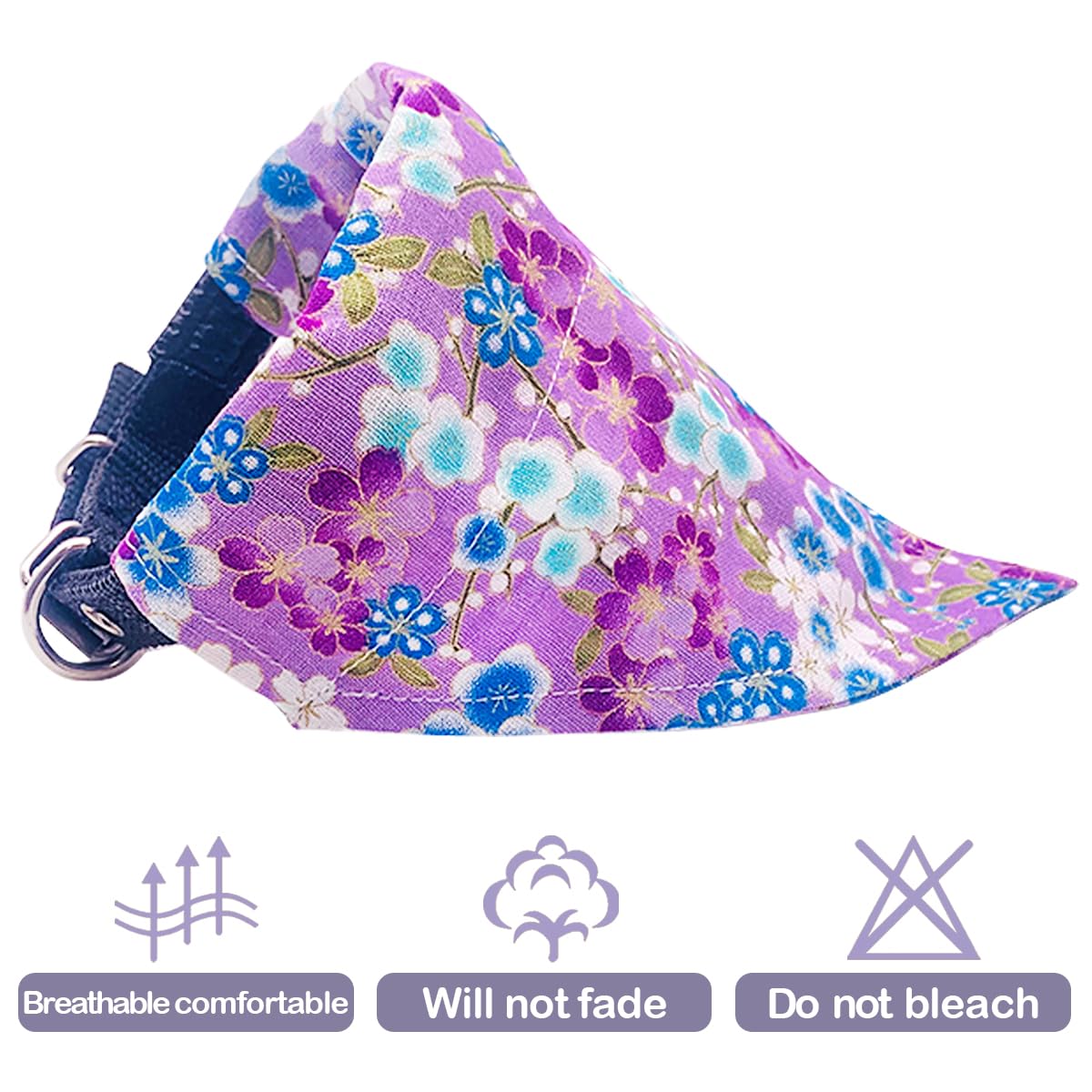 Pet Show 4 Pack Small Dog Bandanas Slide On Collar Set Washable Cherry Blossoms Puppies Cat Bandanas Bibs Slip Through Collar Ac