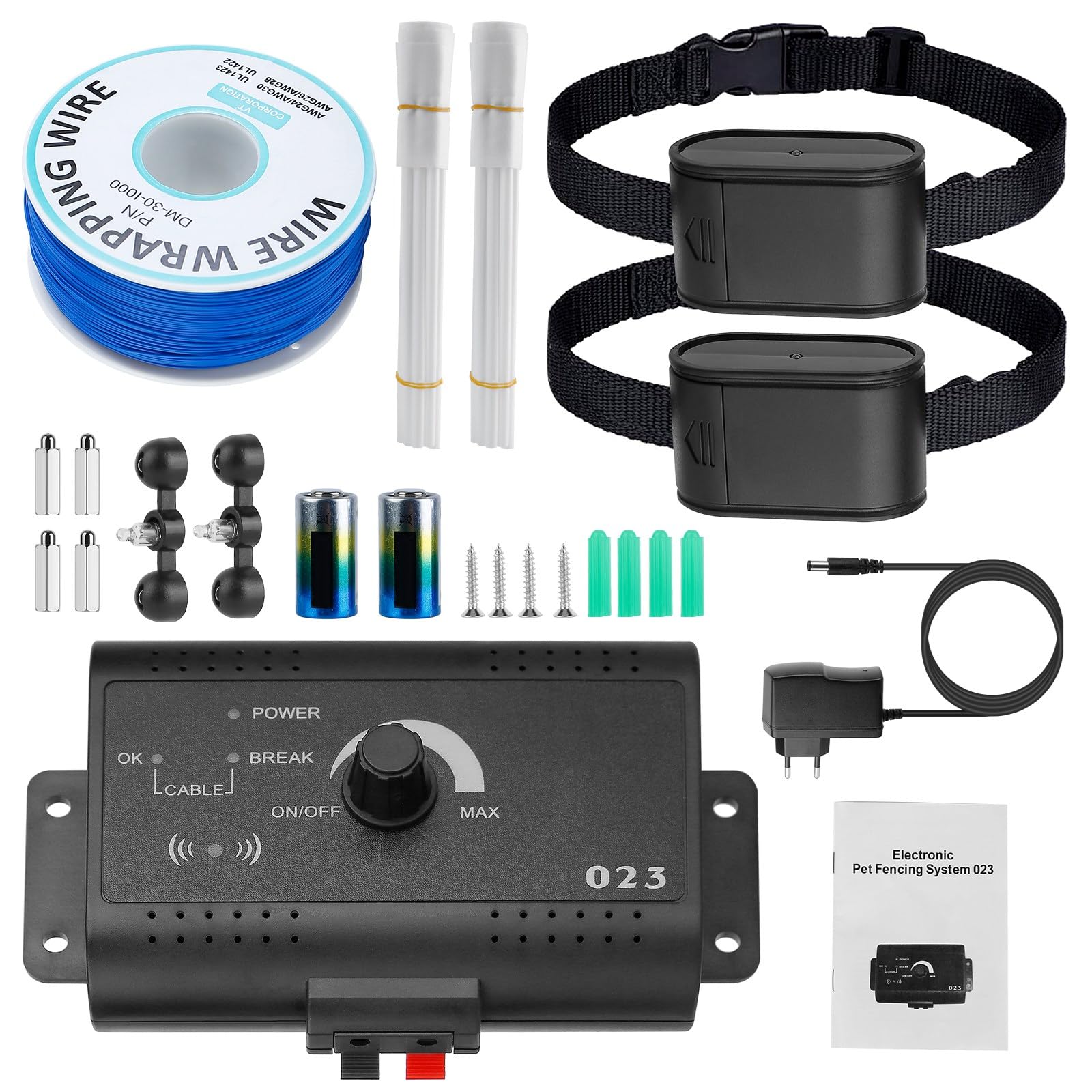 TeqHome Electric Fence for Dogs, Underground Dog Fence System with 2 Rechargeable Waterproof Collars,Tone & Shock Correction,Wir