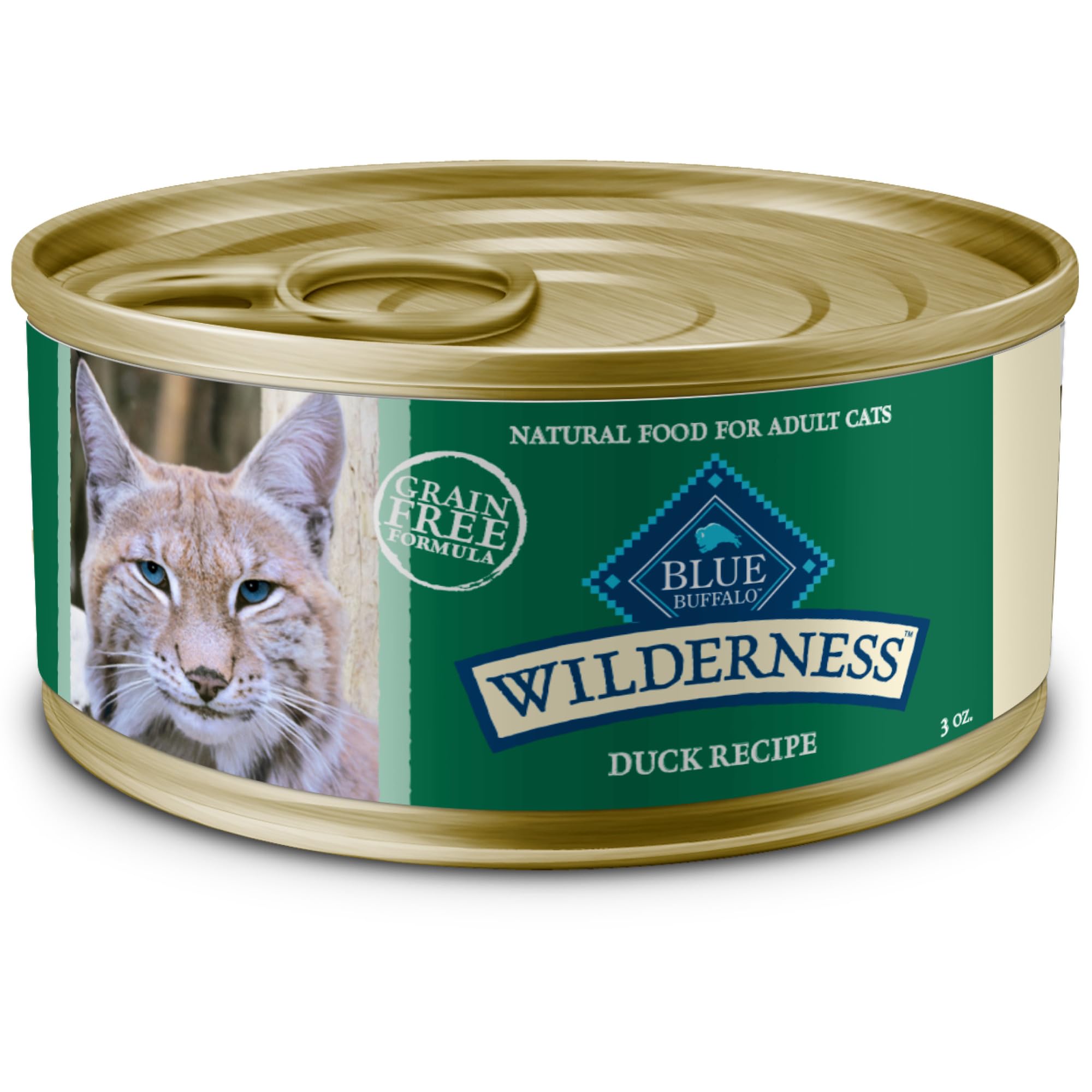 Blue Buffalo Wilderness Natural High-Protein Grain-Free Wet Food for Adult Cats, Duck Pat  , 3-oz. Cans, 24 Count