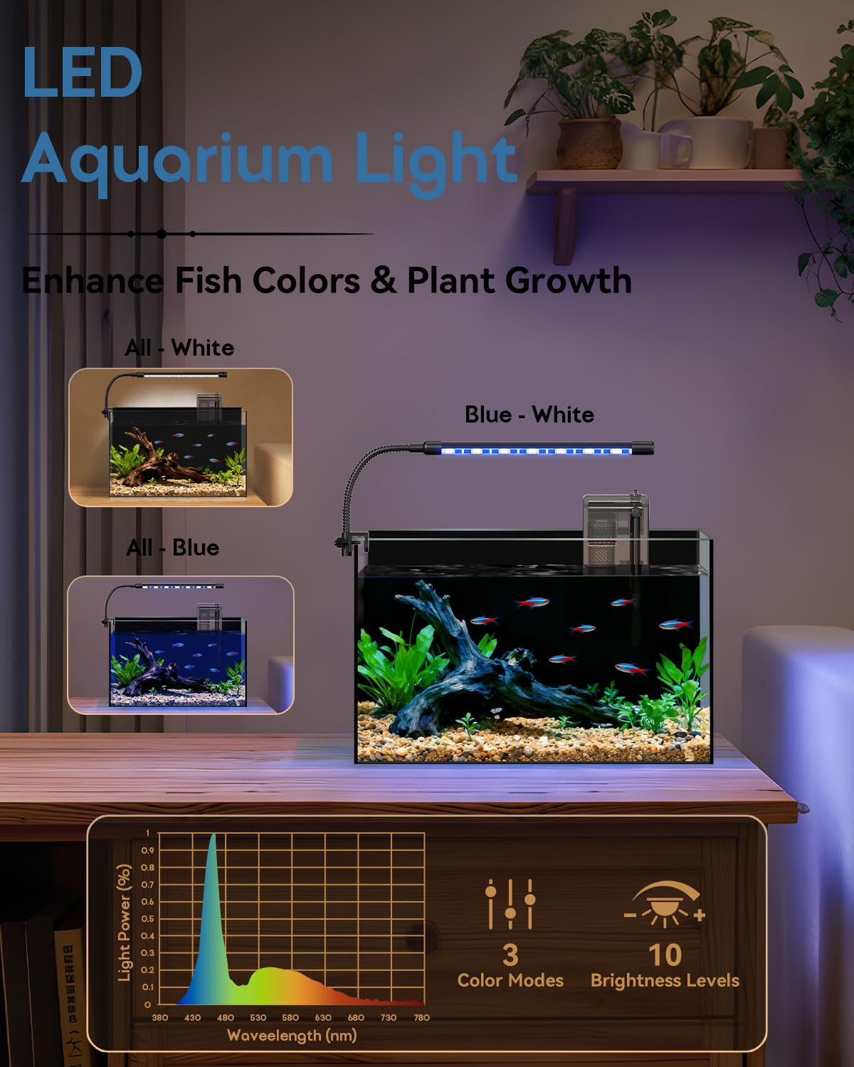 Minilake 5 Gallon Glass Fish Tank Kit with Filter & Lights, Clear, Model ML-HG-5G, Ideal for Betta & Goldfish
