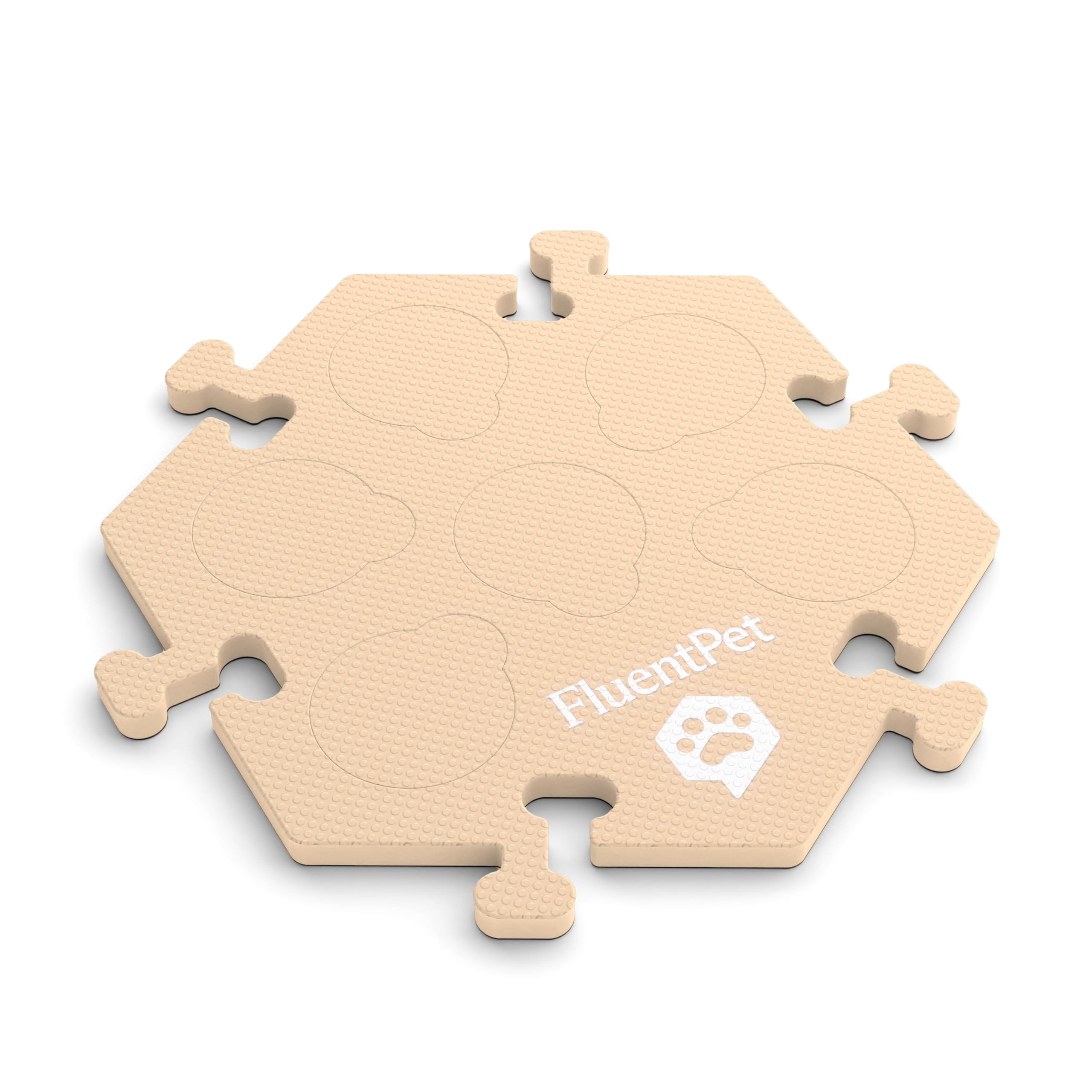 Fluentpet Hextile - Light Beige | Accessory Dog And Cat Button Learning Kits | Can Hold Up To 6 Buttons | Soft, Durable, And Non