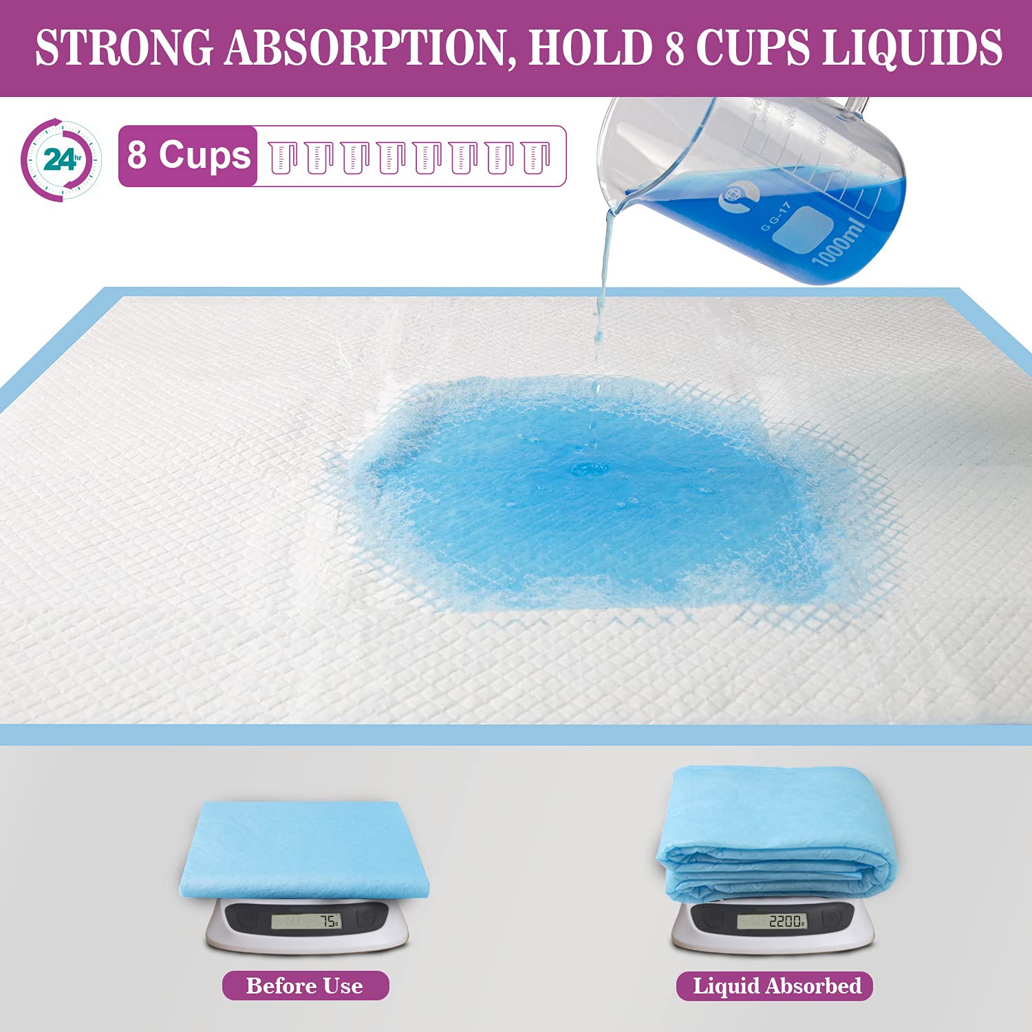 Immcute Extra Large Dog Pee Pads 28''X30''-30 Count | X-Large Puppy Pee Training Pads Super Absorbent & Leak-Proof | Disposable