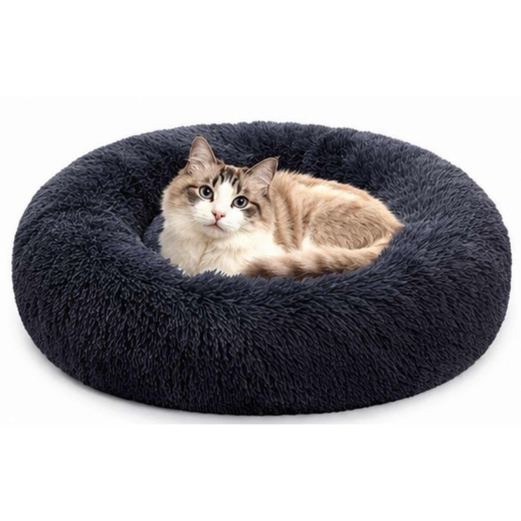 Govind Enterprises Luxury Calming Dog & Cat Bed Small Size, Ultra Soft Plush Round Pet Bed with AntiSlip Bottom, Washable Cushi
