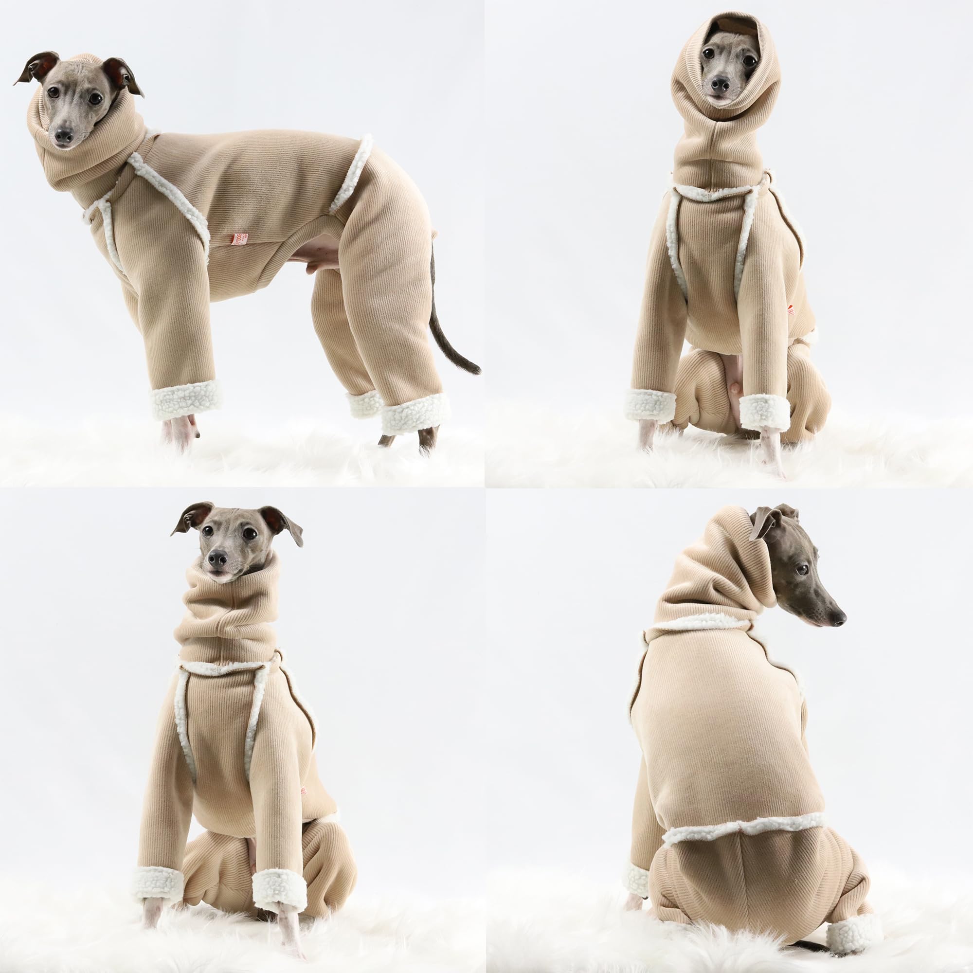 D Doggy Star Italian Greyhound Cold Weather Coat Warm Fleece Corduroy Sweater Turtleneck Onesie Clothes Whippet For Dog (M,Cordu