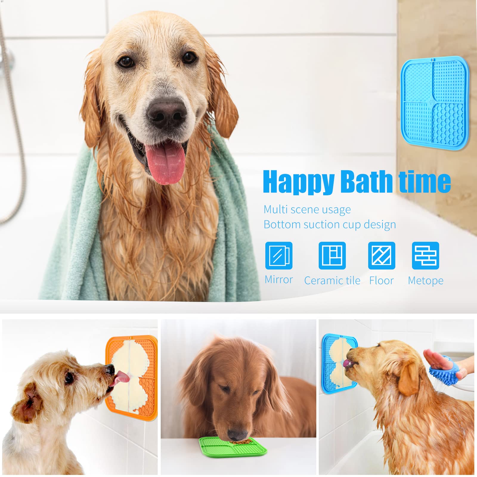 Licking Mat Slow Feeder for Dogs, Premium Lick Pad with Suction Cups for Dog Anxiety Relief, Slow Feeder Dog Bowls, Bathing, Gro