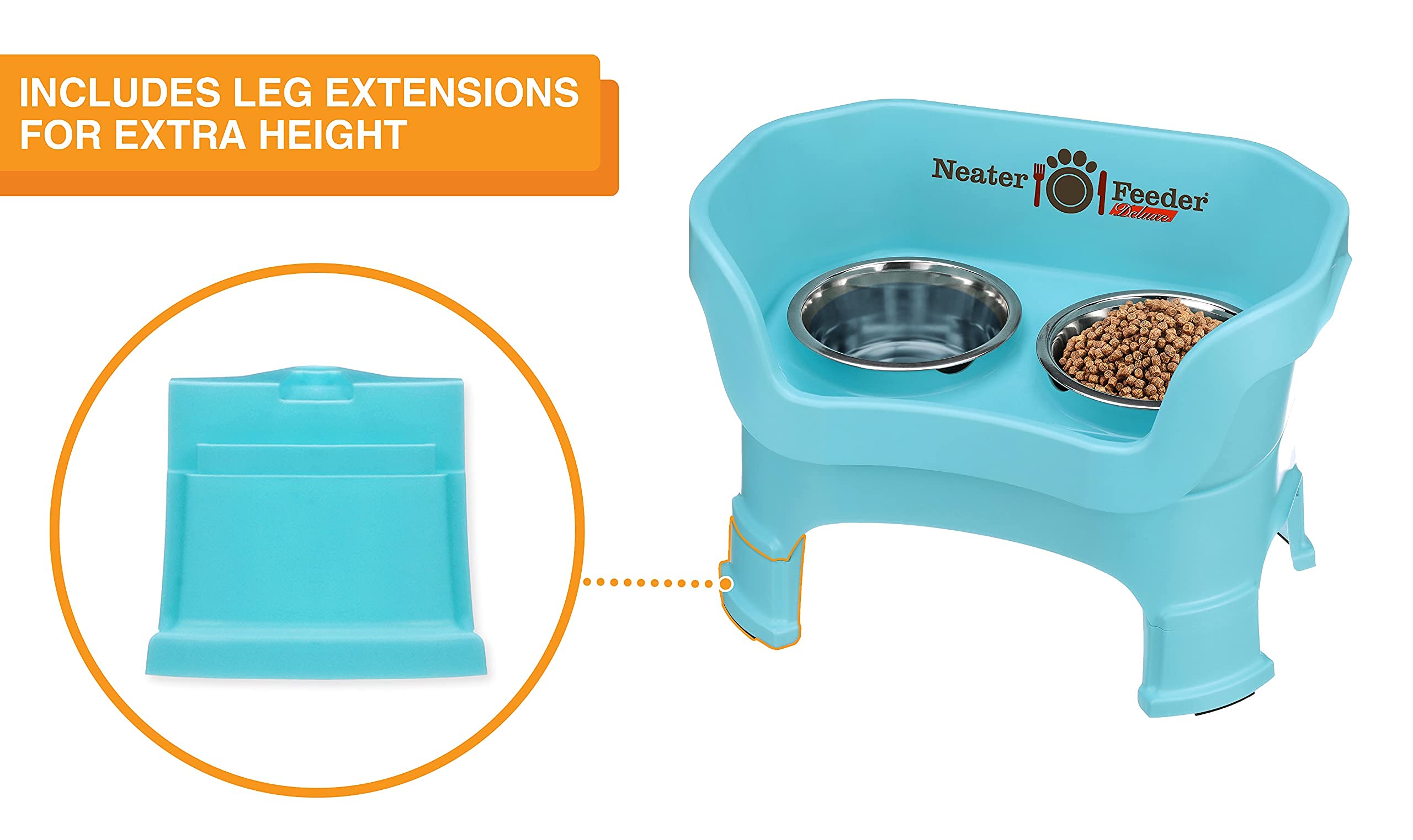 Neater Feeder Deluxe Mess Proof Dog Bowls Elevated Medium Sized Dogs (19-40 lbs) Made in USA, No Spill Raised Dog Food Bowl Stan