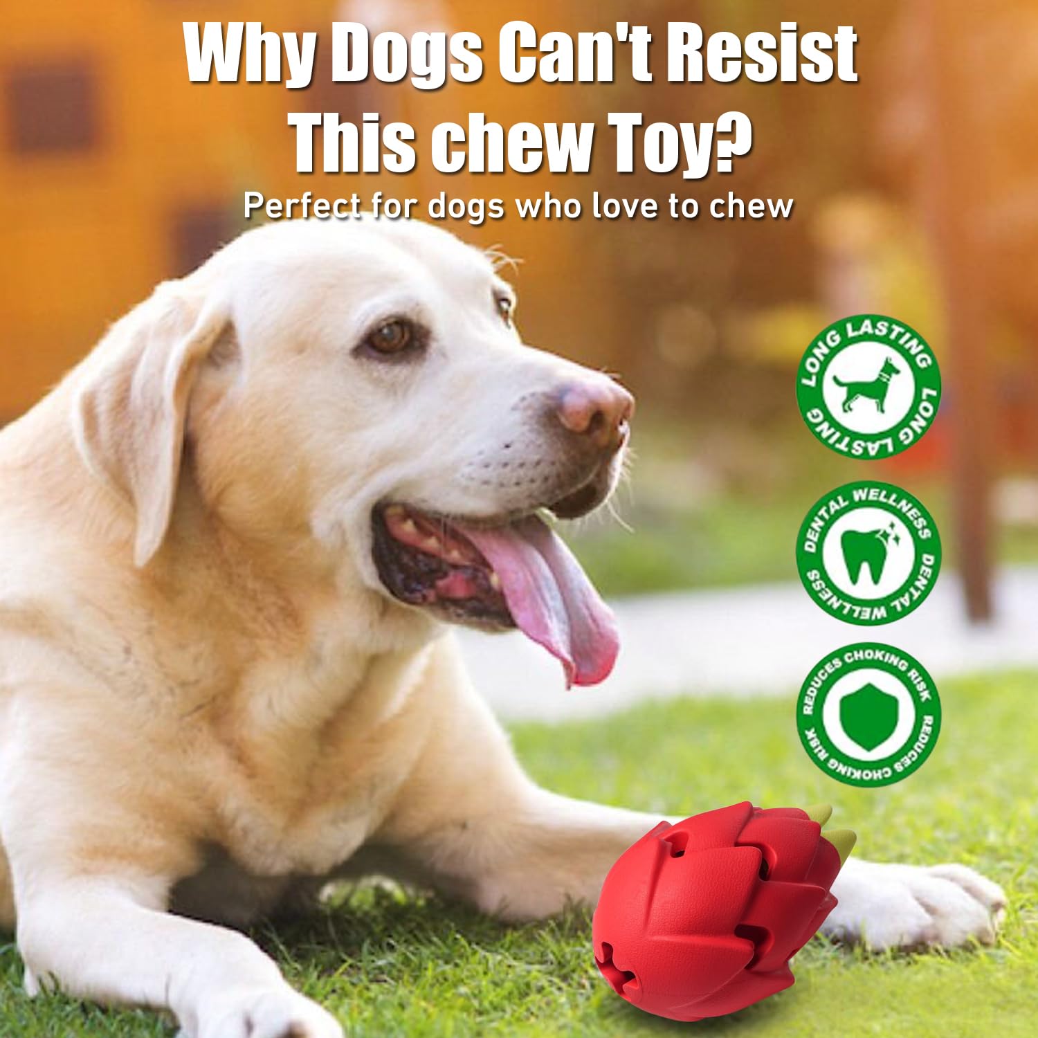 Dragon Fruit, Dog Chew Toys For Aggressive Chewers,Natural Rubber,Indestructible,Tough Dog Puzzle Toys Treat Dispensing Durable,