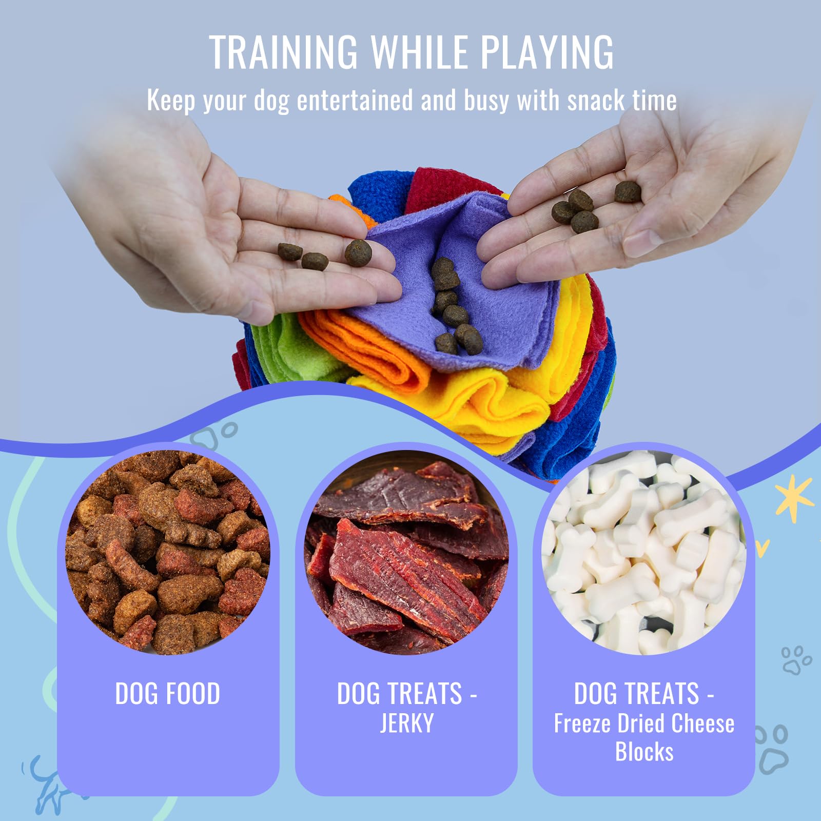 Larimuer Pet Snuffle Ball - Interactive Dog Puzzle Toy For Blind Dogs Training, Stress Relief, Enrichment - Machine Washable (20
