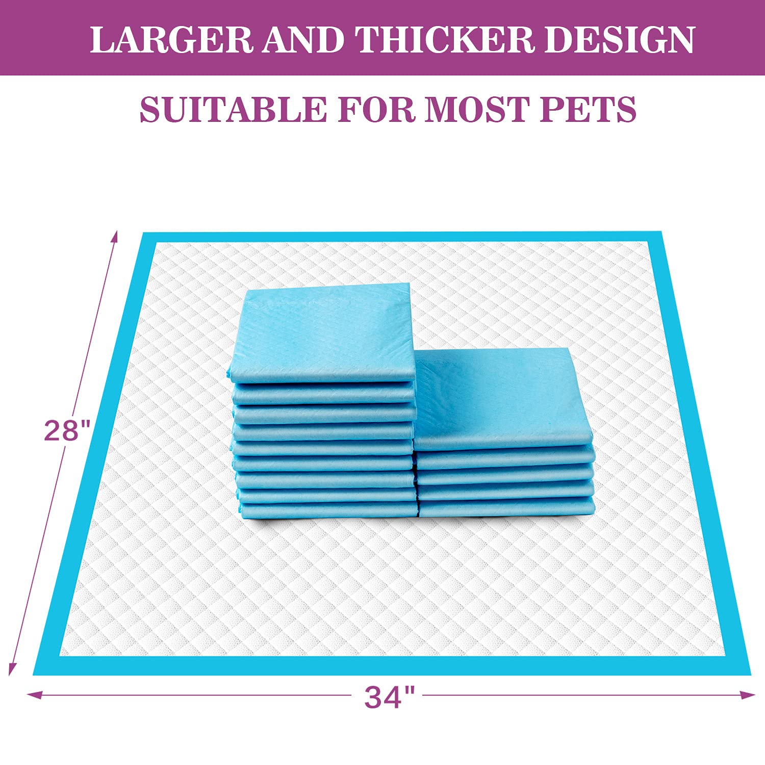 Immcute Dog Pee Pads Extra Large 28'X34', X-Large Training Puppy Pee Pads Super Absorbent & Leak-Proof, Xl Disposable Pet Piddle Pad And Potty Pads For Dogs, Puppies, Doggie (18 Count)