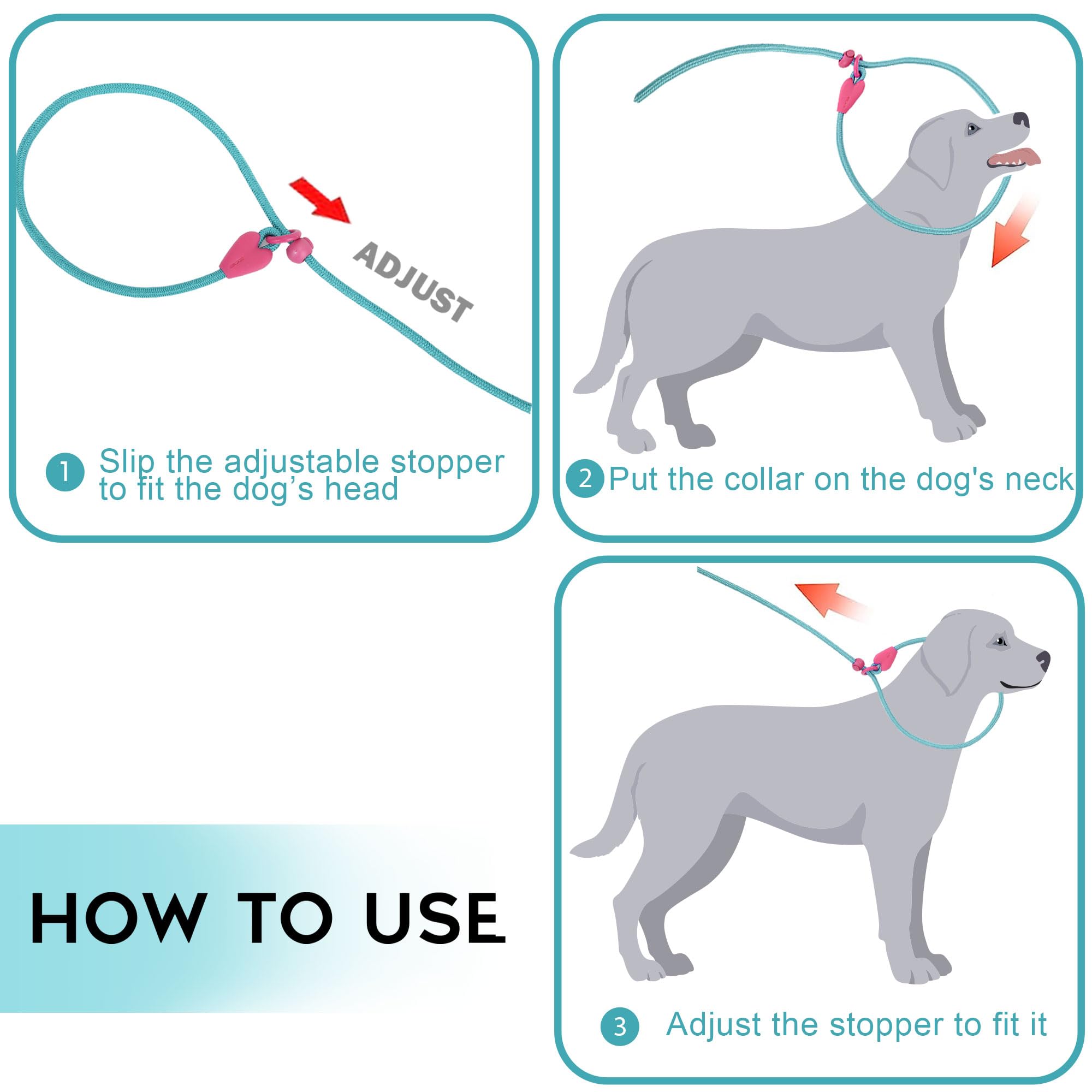 Slip Lead No Pull Dog Leash Slip Leads for Dogs Puppy Leash 6FT Slip Leash for Dogs Dog Lead with 6 Colors Strong Nylon Dog Trai