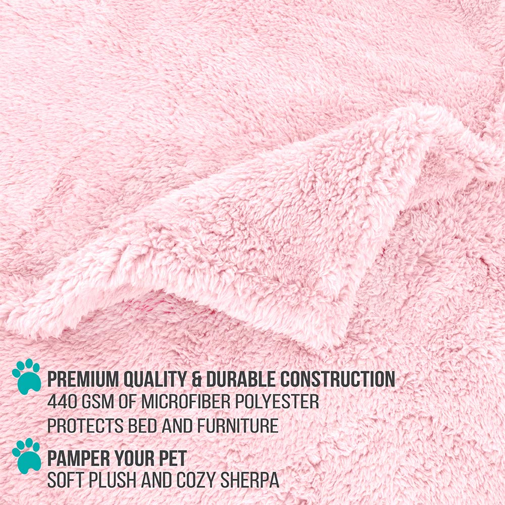 Petami Fluffy Waterproof Dog Blanket For Medium Large Dogs, Soft Warm Pet Sherpa Throw Pee Proof Couch Cover, Reversible Cat Bed Blanket Sofa Protector, Plush Washable Pad (Pink Blush, 40X60)