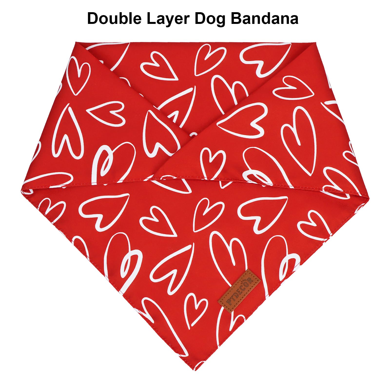 Ptdecor Valentine Dog Bandana, Reversible Holiday Dog Scarf, Multi Size, Heart Valentine Bandanas For Small Dogs Pets (Small)
