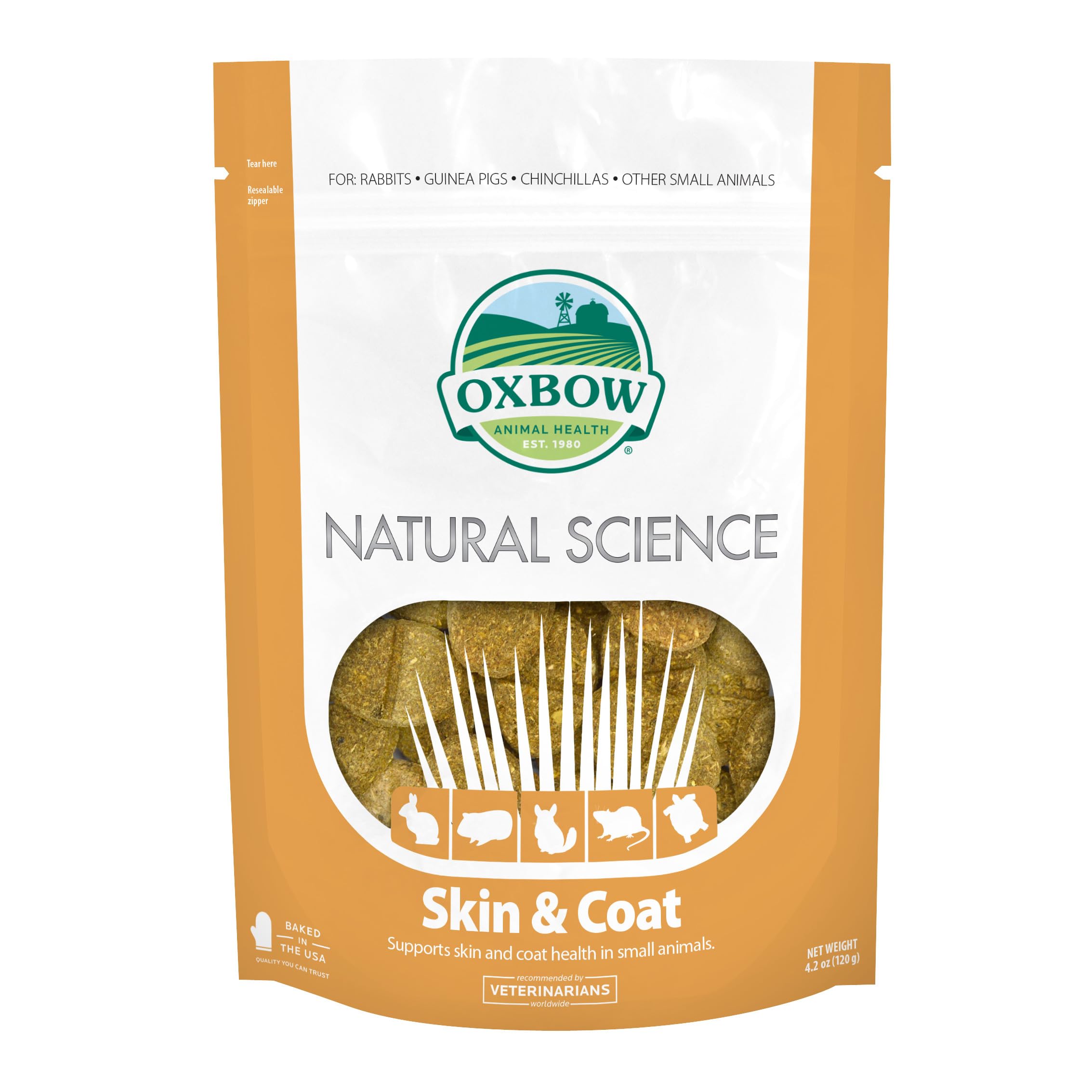 Oxbow Animal Health Natural Science Skin & Coat Support, Supplement for Rabbit & Guinea Pig, Made with Oxbow Timothy Hay, Includ