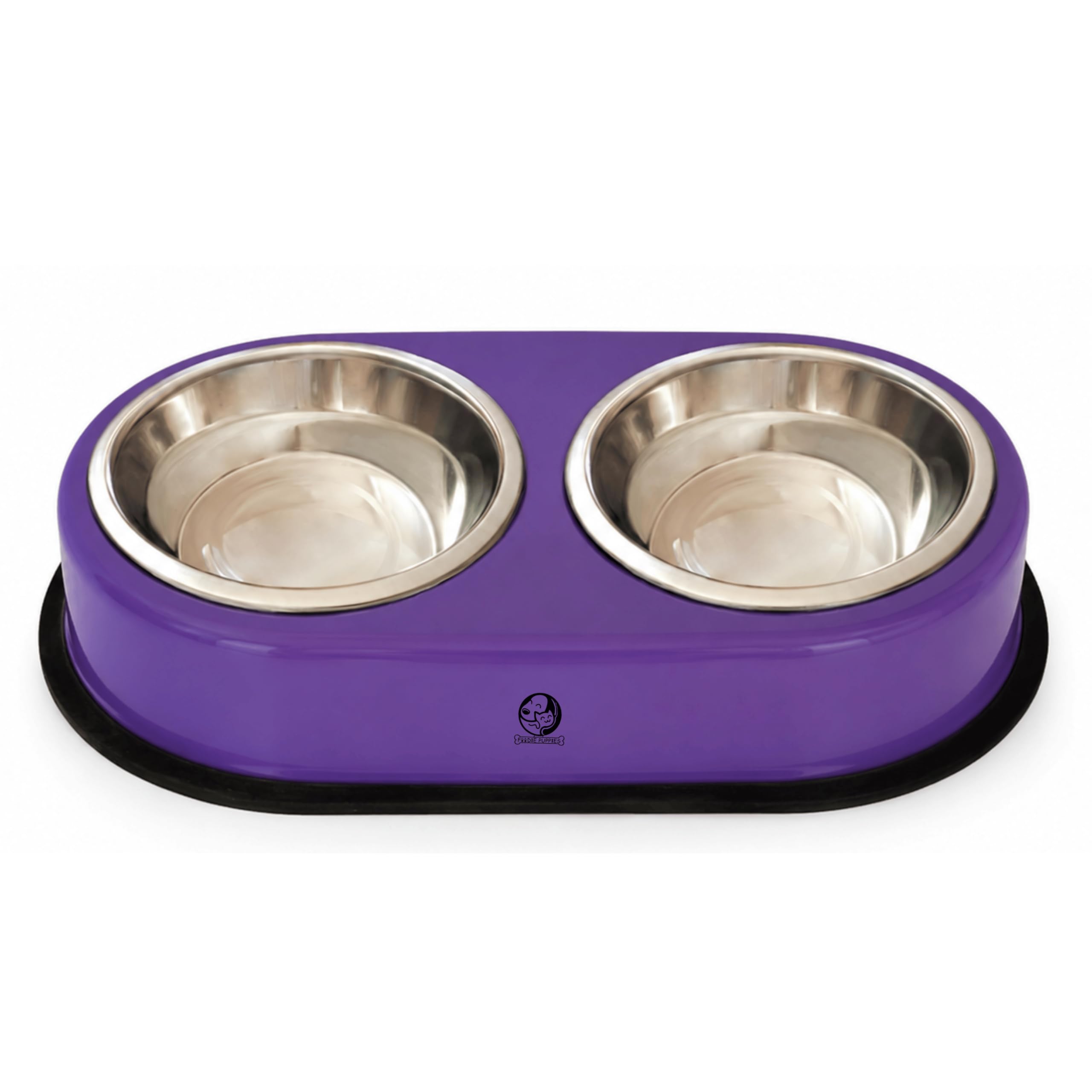 Foodie Puppies Detachable NonSkid Stainless Steel Double Bowl | Feeding Watering Supplies, Wet And Dry Food Bowl (DoubleDish B