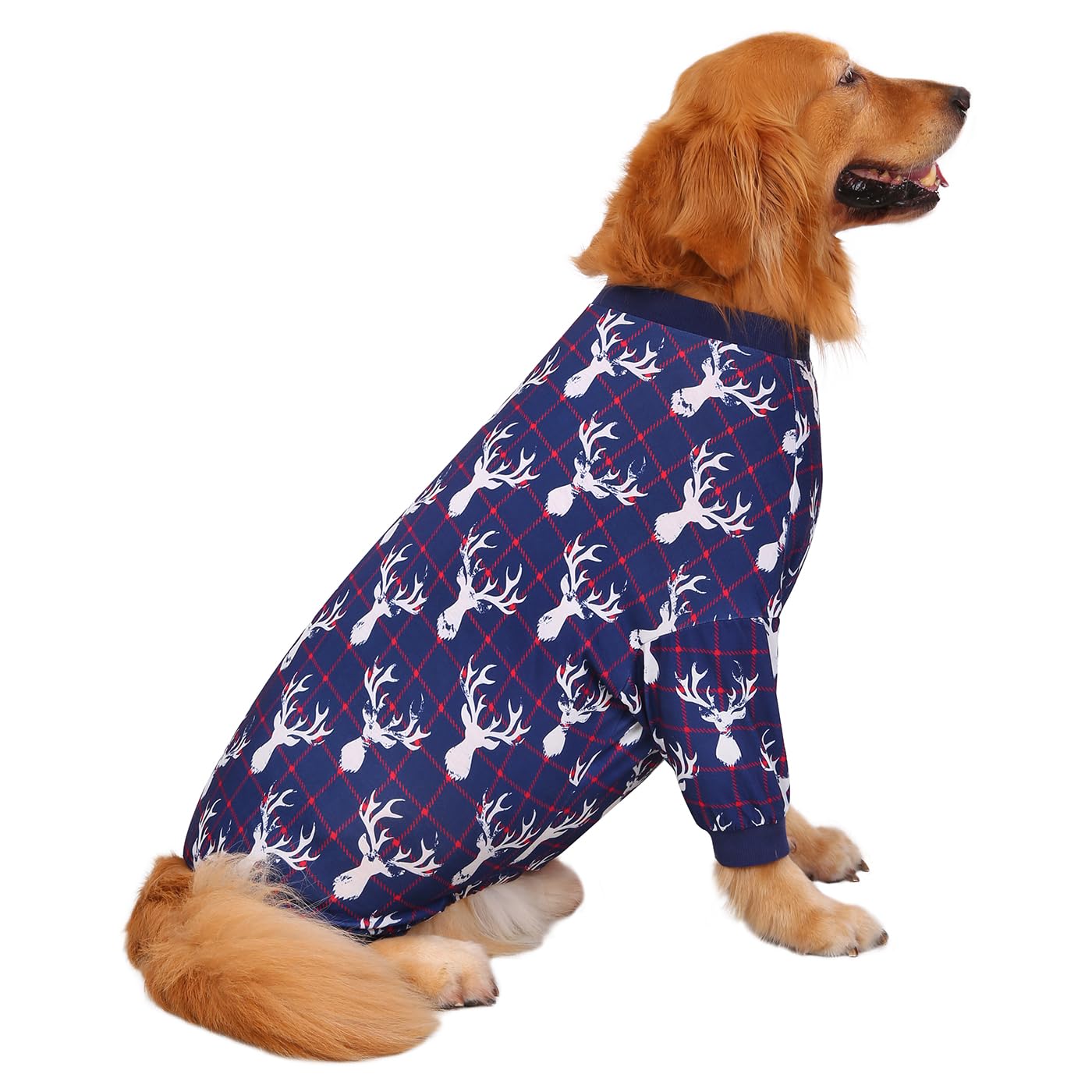 Hde Dog Pajamas One Piece Jumpsuit Lightweight Dog Pjs Shirt For M-3Xl Dogs Reindeer - L