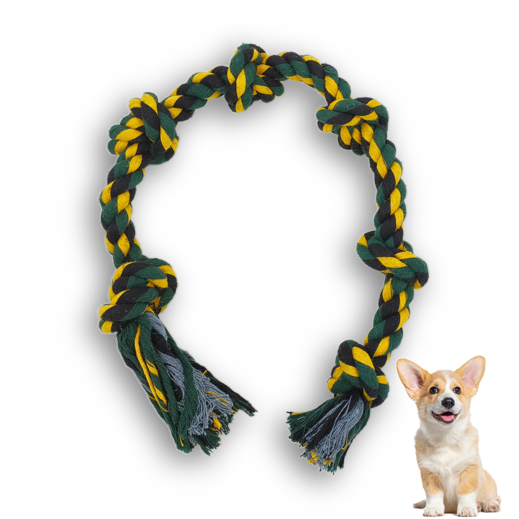 Durable 6Knot Multicolor Dog Chew Knotted Rope Toy  Perfect For Tug, Chew And Teeth Cleaning, Color May Vary  Ideal For Puppi