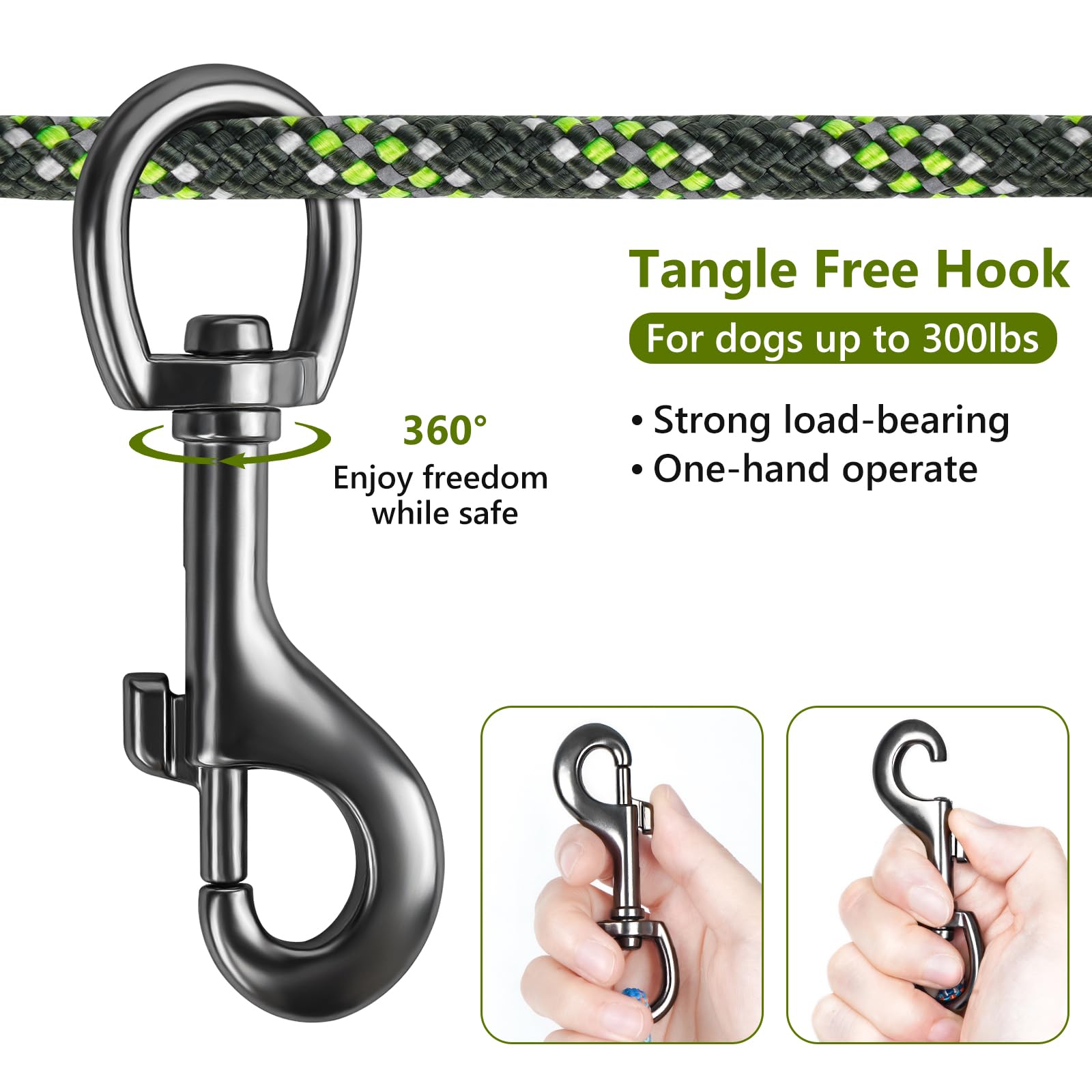 Tresbro Camping Leash, 50Ft/75Ft/100Ft Trolley System For Dogs Up To 300Lbs, Portable Lightweight Runner Lead For Yard, Reflecti