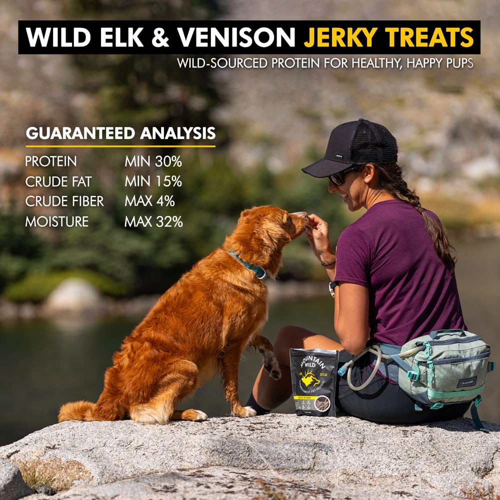 MOUNTAIN WILD Venison Jerky Dog Training Treats, Grain Free, All Natural, No Fillers, No Artificial Preservatives - Natures Pur