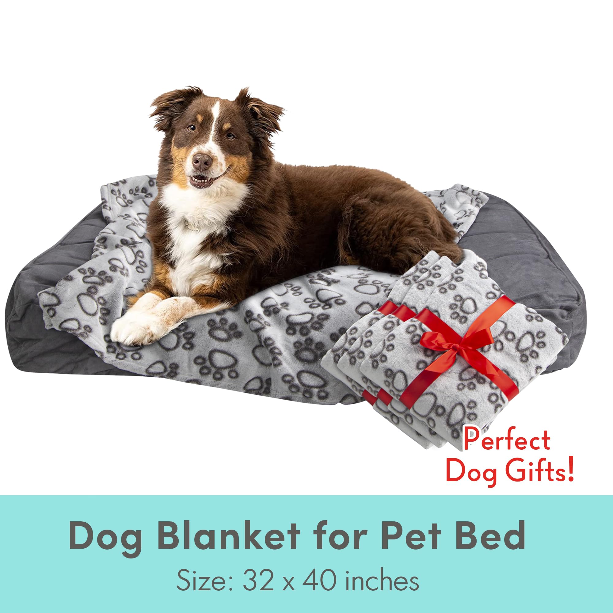 Stuffed® Dog Blanket - Washable Grey Polyester, 40"x32" Soft Calming Throw for Medium Small Dogs & Cats