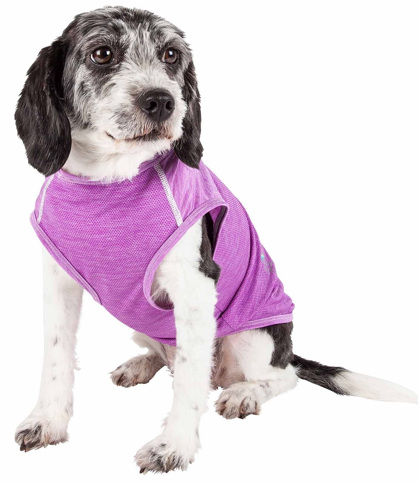Pet Life Active 'Aero-Pawlse' Heathered Quick-Dry And 4-Way Stretch-Performance Dog Tank Top T-Shirt(D0102H7Lt8W.)