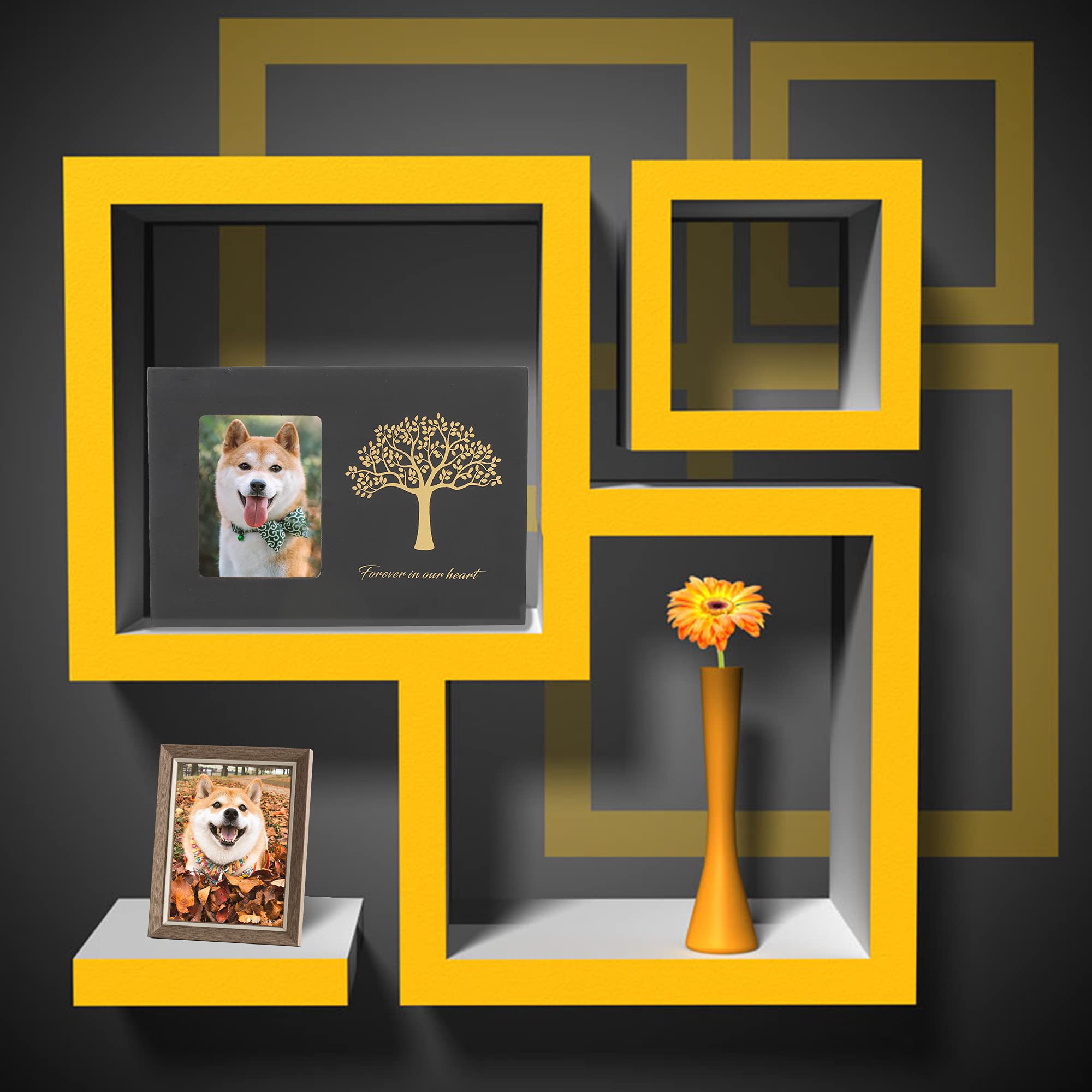 Newdream: Medium Black Dog Urn For Ashes With Forever In Our Hearts,With Photos Suitable For Dogs Under 100 Lbs.