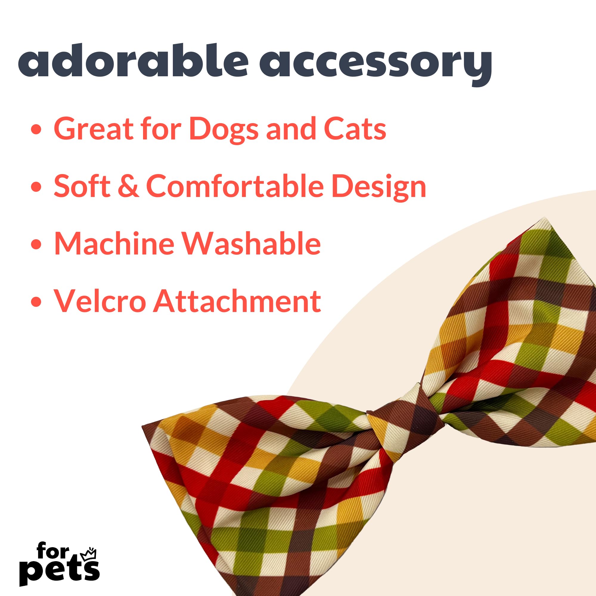Huxley & Kent Bow Tie For Pets | Harvest Check (Extra-Large) | Fall Bow Tie Collar Attachment | Fun Bow Ties For Dogs & Cats | C