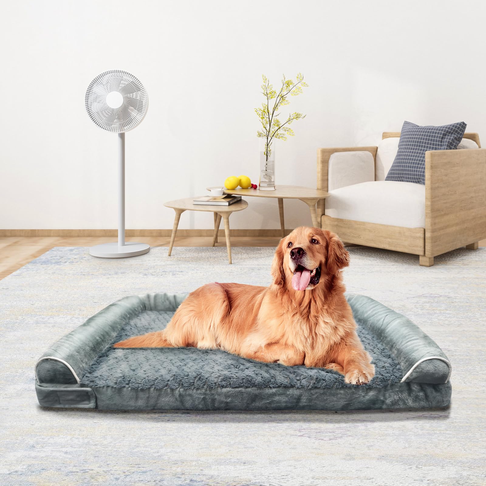 Modcart Orthopedic Dog Bed For Large Dog,Memory Foam Cat Bed With Stickable Design Waterproof Pet Couch Bed With Washable Remova