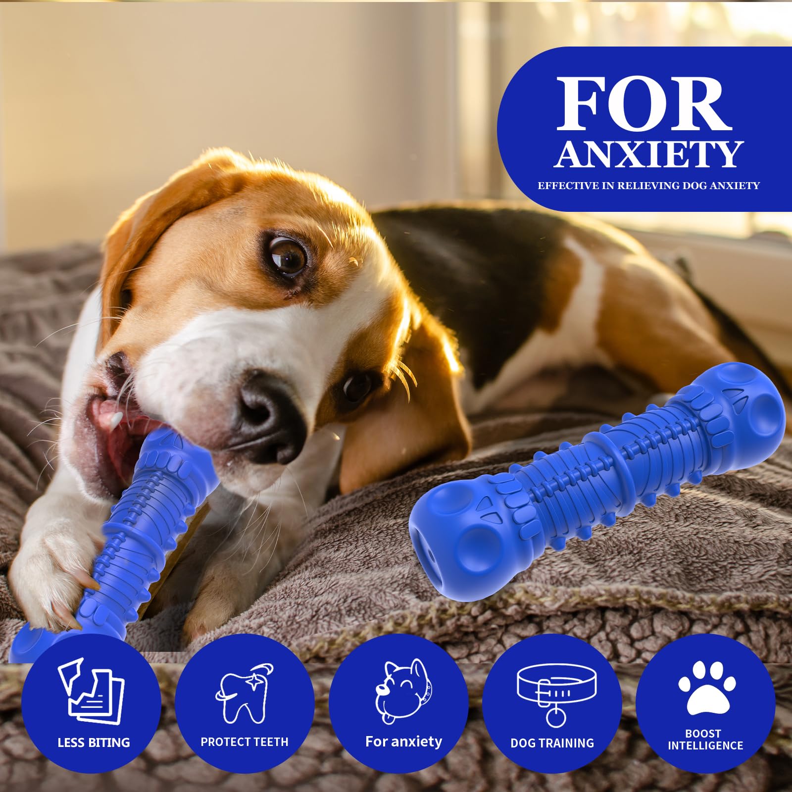 ZIKATON Dog Squeaky Toys for Aggressive Chewers, Durable Chew Toys for Large Medium Breed Dog, Tough Dogs Toys with Natural Rubb