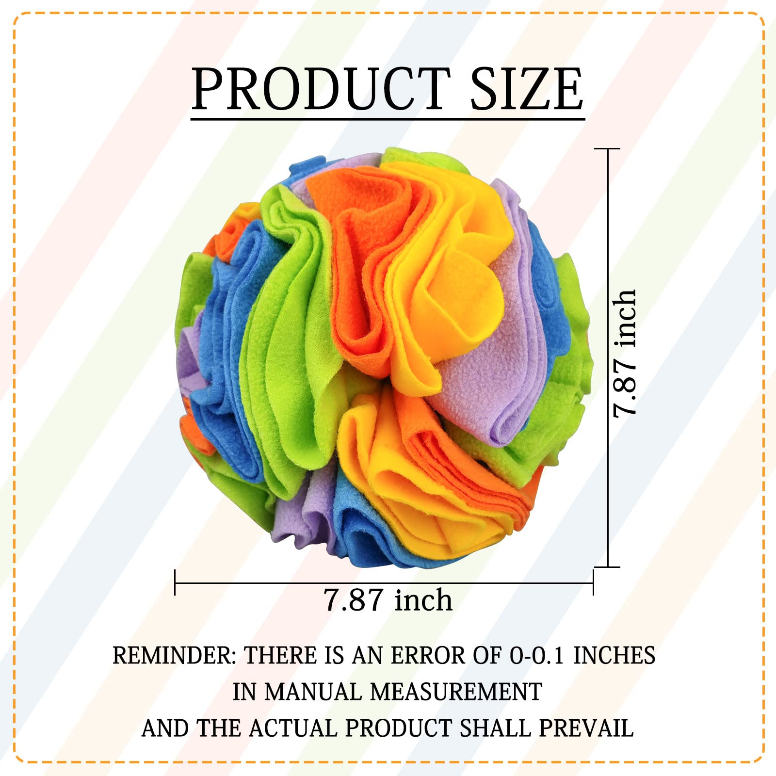 Wishlotus Snuffle Ball (Rainbow), Interactive Pet Toy For Dogs, Slow Feeder, Stress Relief, Exercise Toy For Small/Medium Breeds