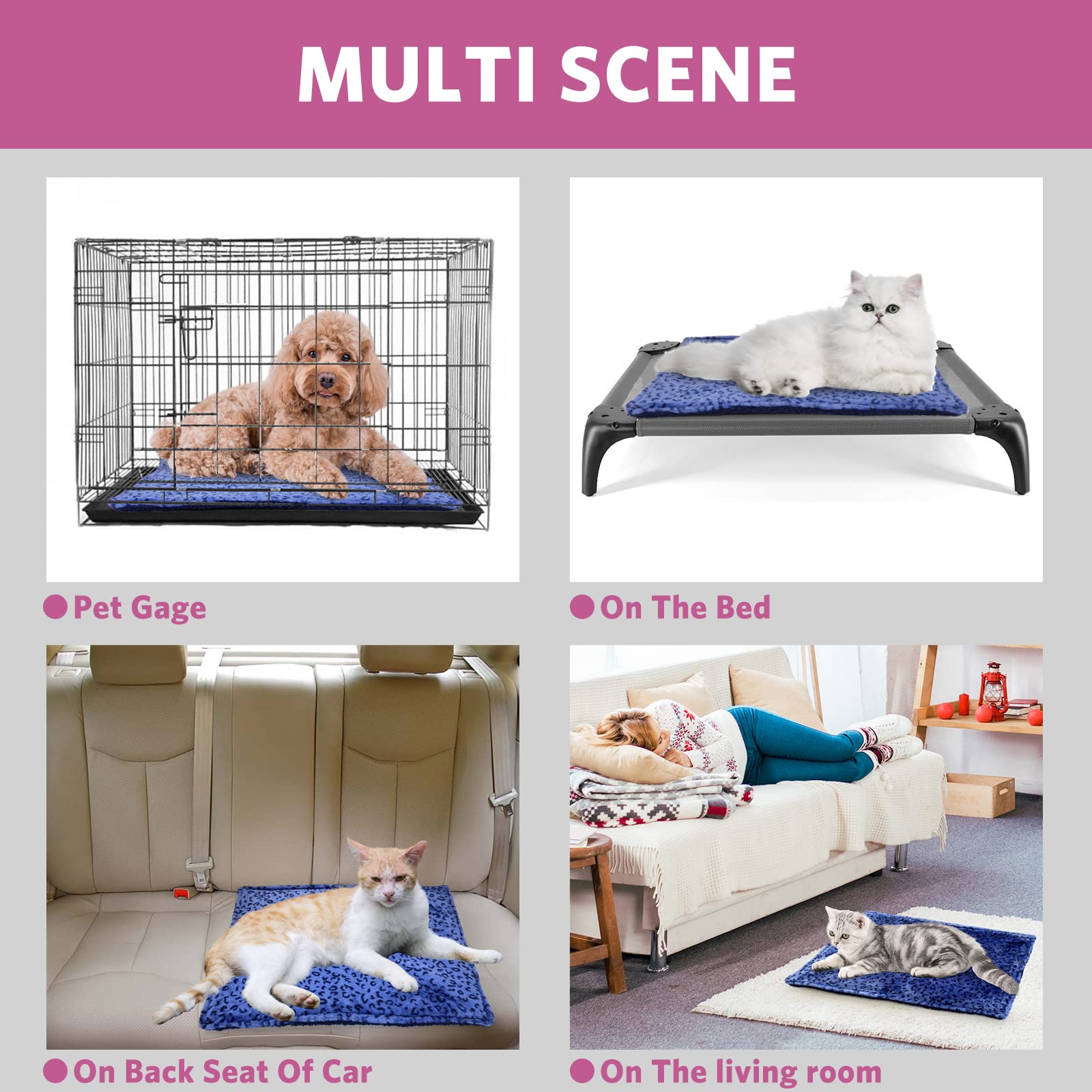 Marunda Self Warming Cat Bed,Super Soft Dog Bed Crate Bed Blanket, Self Heating Cat Pad, Thermal Cat And Dog Warming Bed Mat.