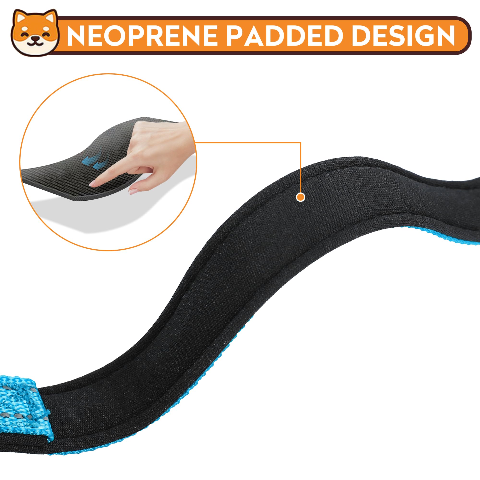 Pwod Reflective Dog Collar, Adjustable Soft Neoprene Padded Nylon Pet Collars With Buckle For Small Dogs, Sky Blue,S