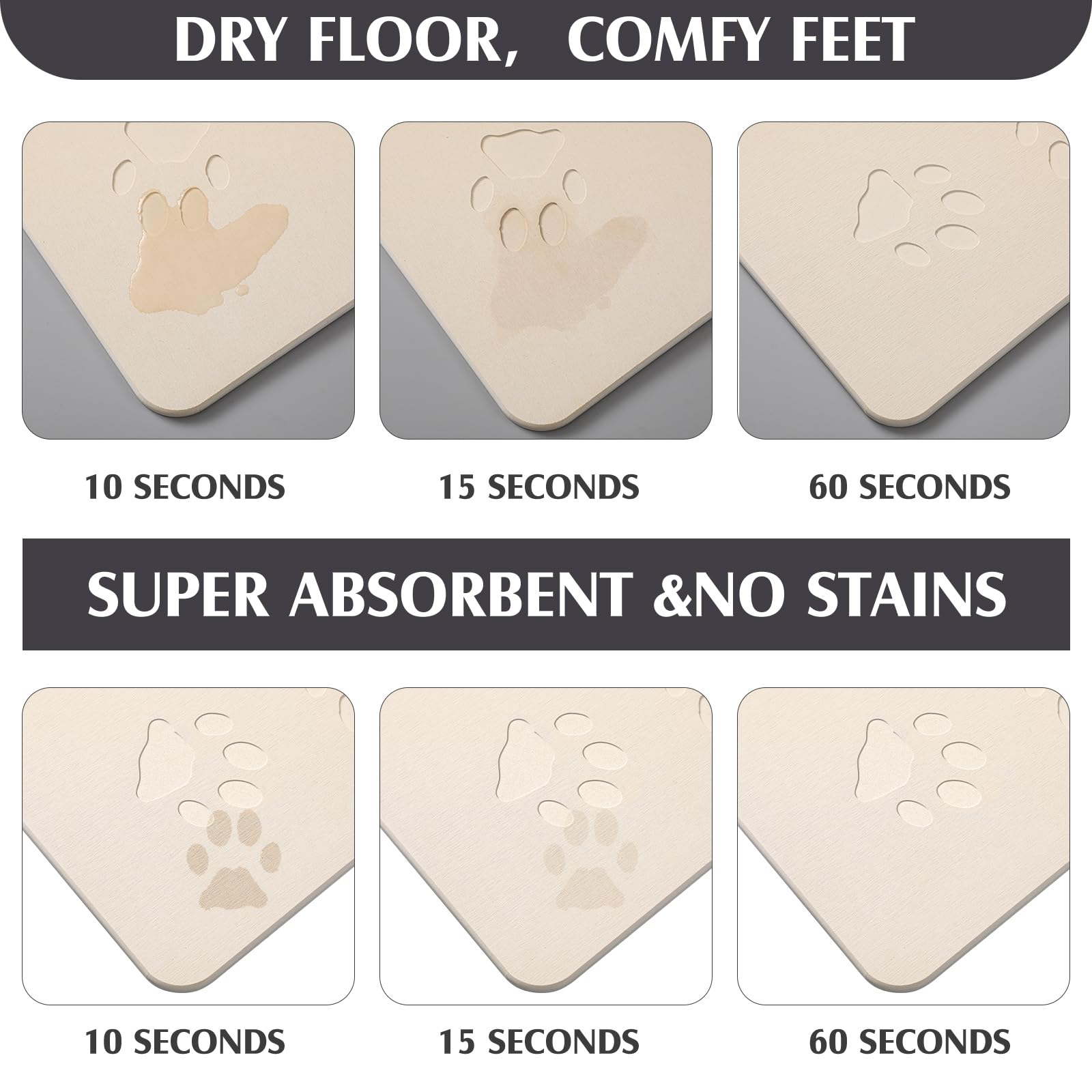 Drydiet Pet Gift Stone Pet Feeding Mat Diatomaceous Earth Absorbent Non Slip Cat Dog Mat for Food and Water Quick Drying Easy to