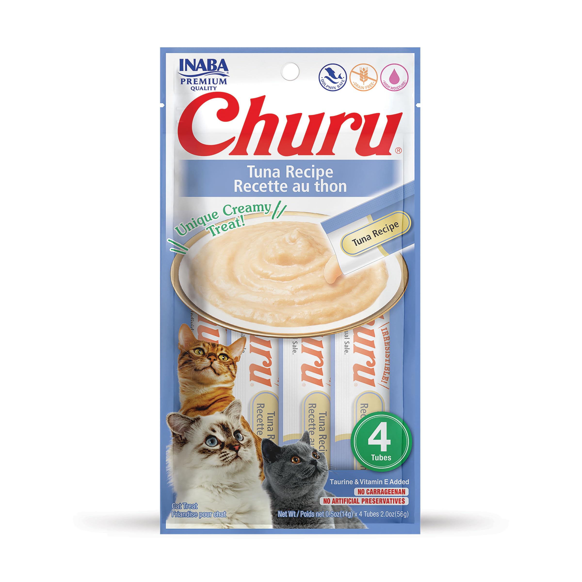 INABA Churu Lickable Pur  e Natural Cat Treats (Tuna Recipe, 4 Tubes)